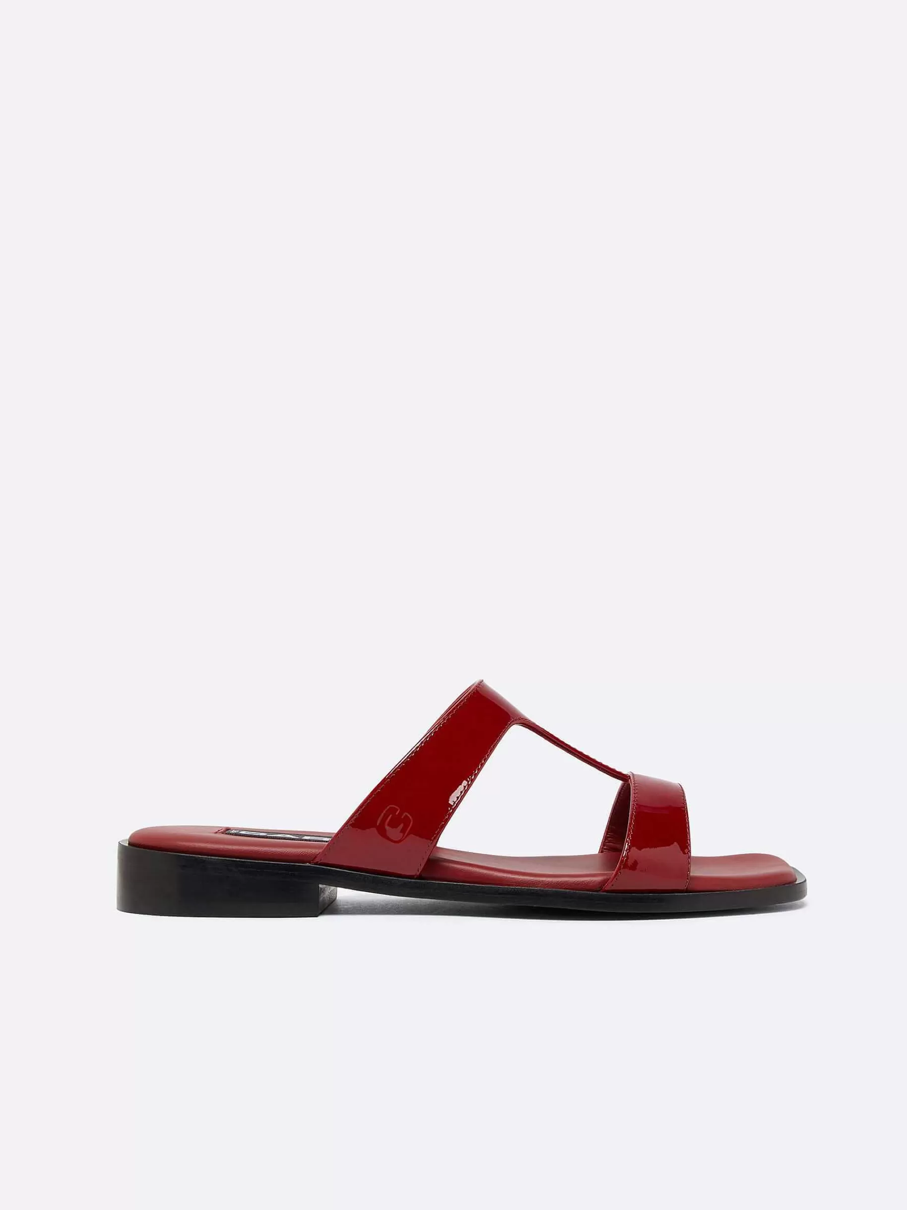 Women Carel Sandals And Mules-Burgundy Patent Leather Flat Mules