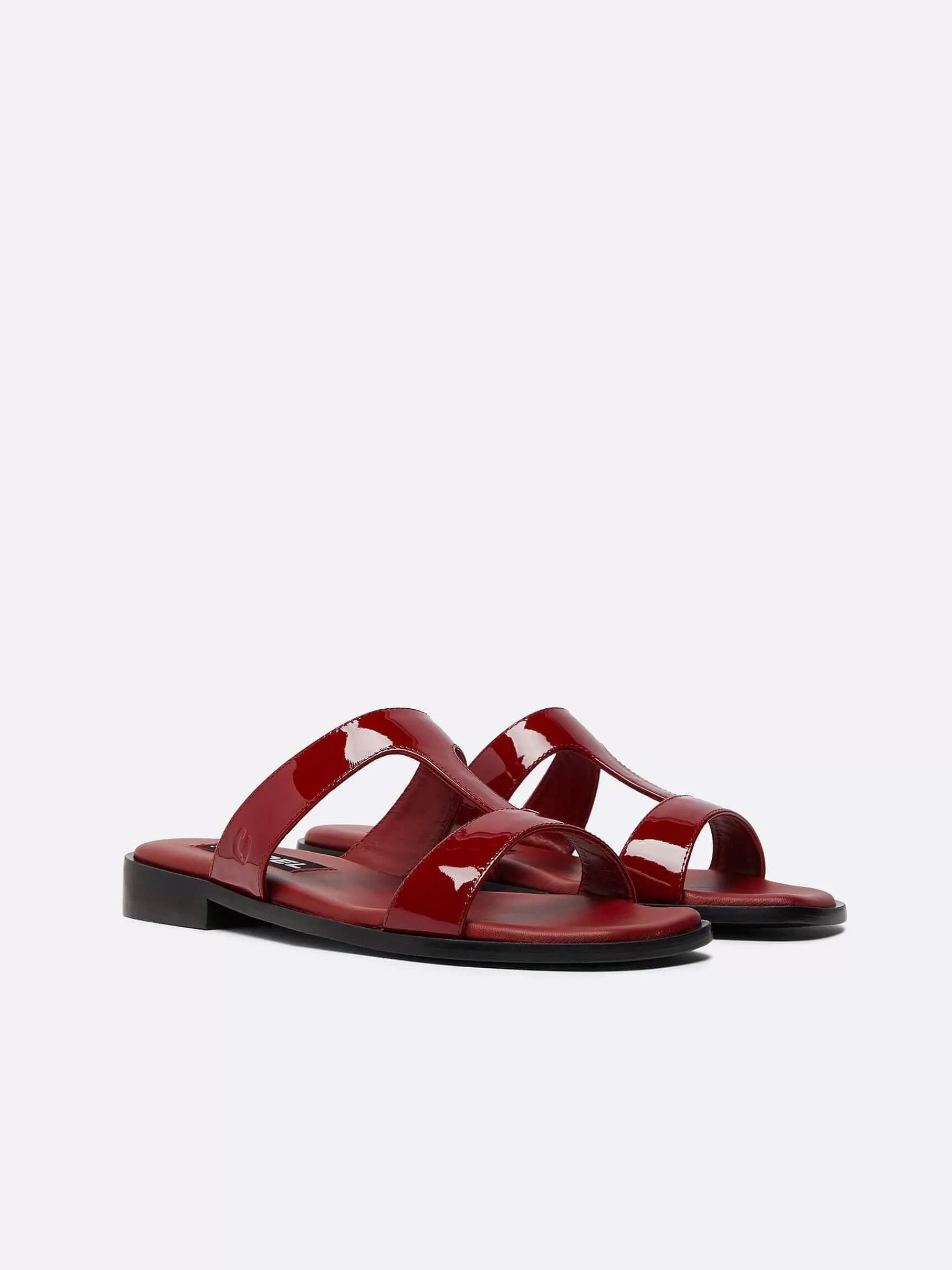 Women Carel Sandals And Mules-Burgundy Patent Leather Flat Mules