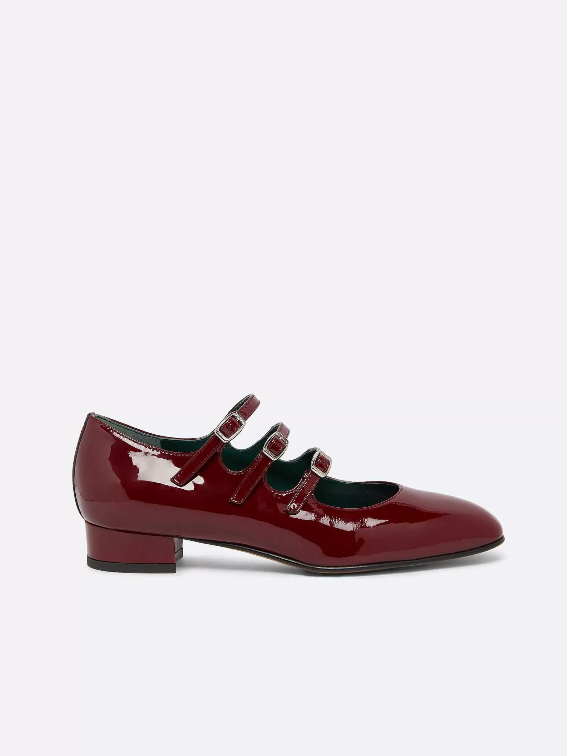 Women Carel Ballet Flats-Burgundy Patent Leather Mary Janes Ballet Flats