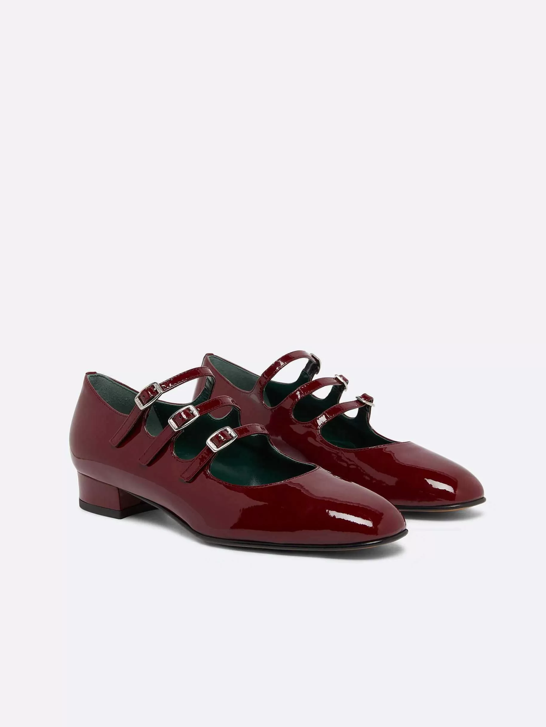 Women Carel Ballet Flats-Burgundy Patent Leather Mary Janes Ballet Flats