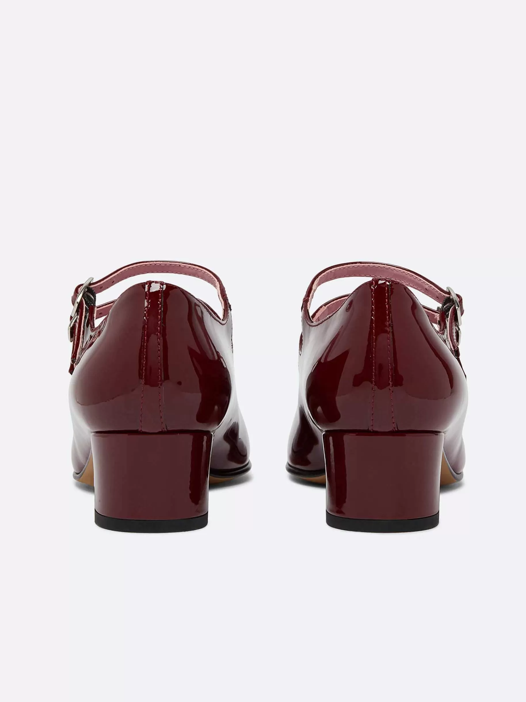Women Carel Mary Janes-Burgundy Patent Leather Mary Janes Pumps