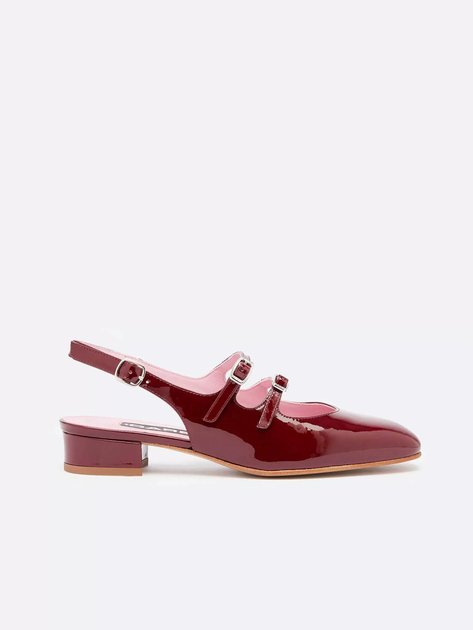 Women Carel Mary Janes-Burgundy Patent Leather Slingback Mary Janes