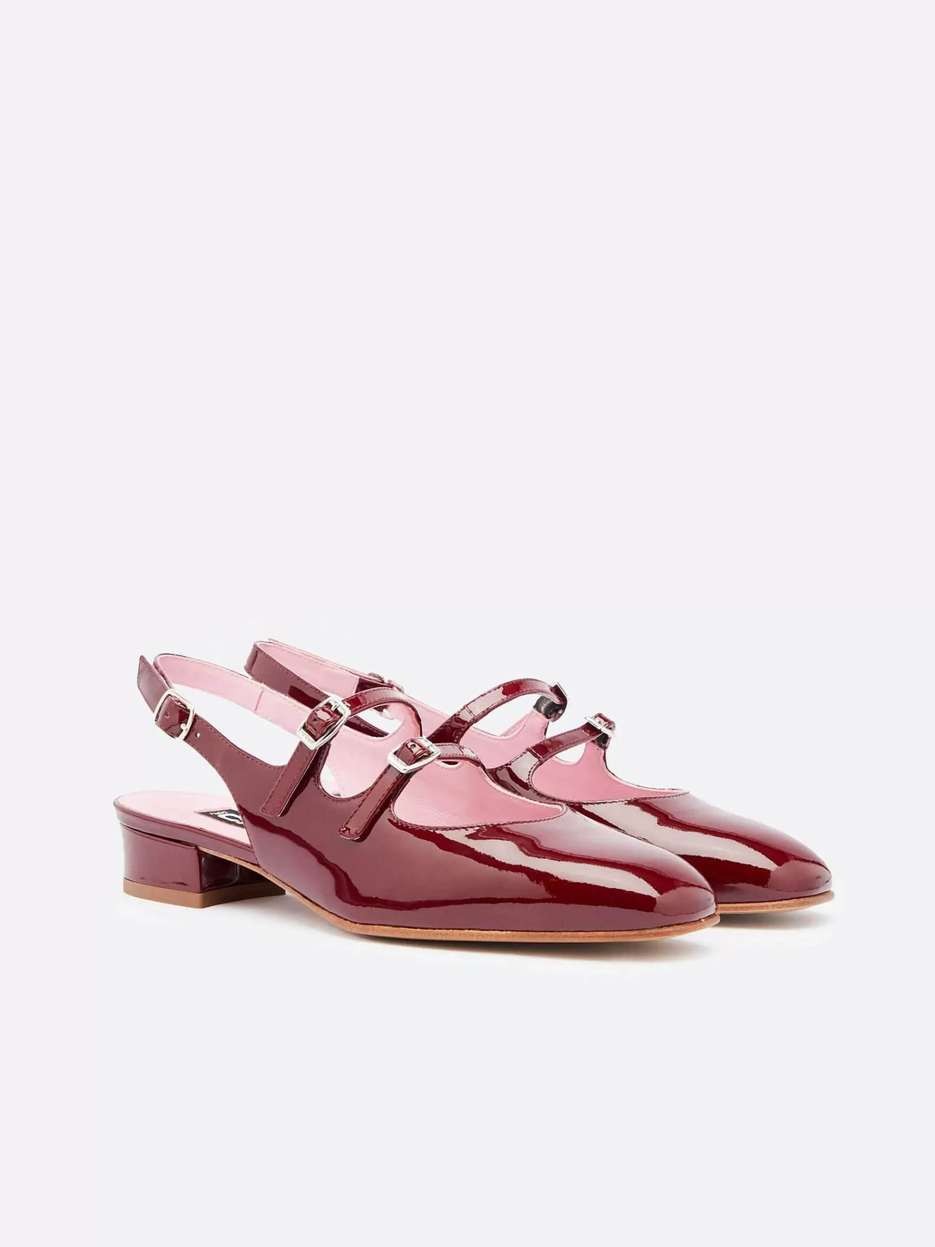 Women Carel Mary Janes-Burgundy Patent Leather Slingback Mary Janes