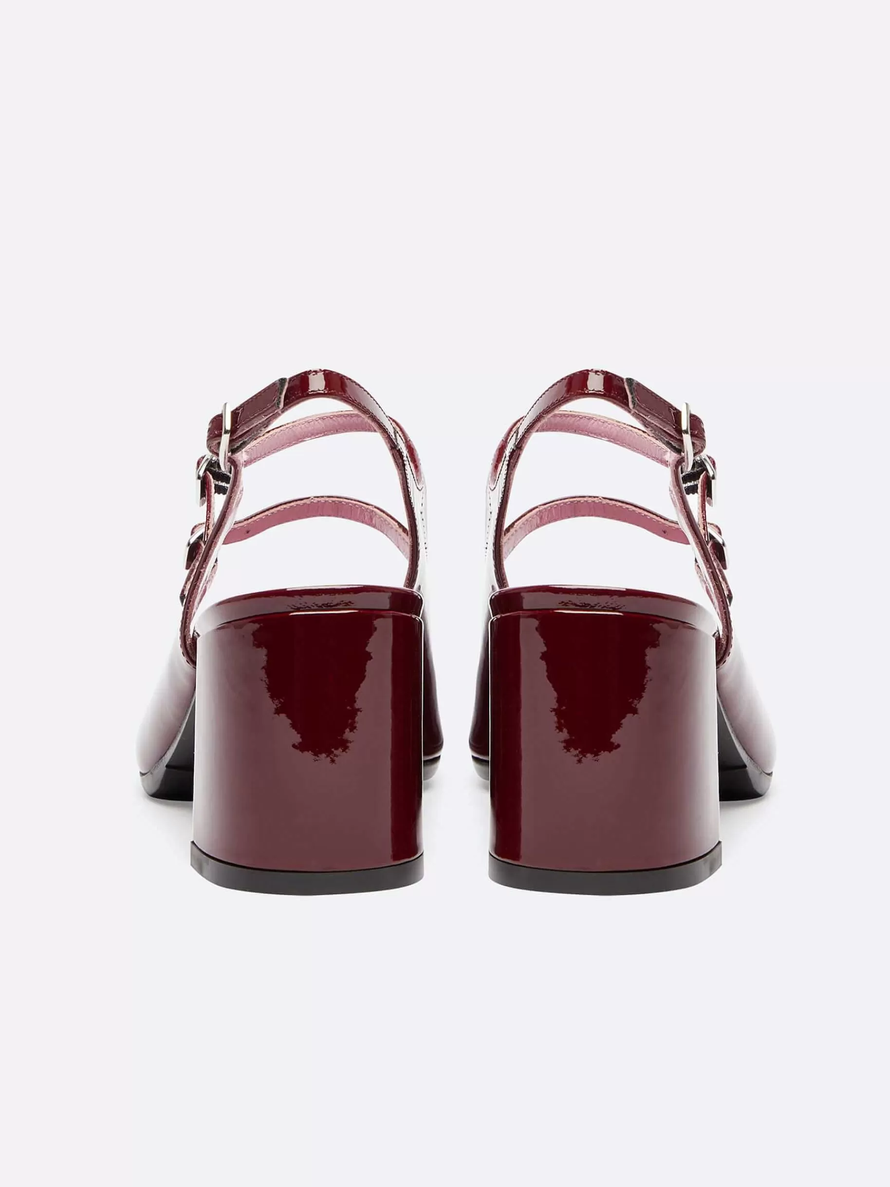 Women Carel Mary Janes-Burgundy Patent Leather Slingback Mary Janes