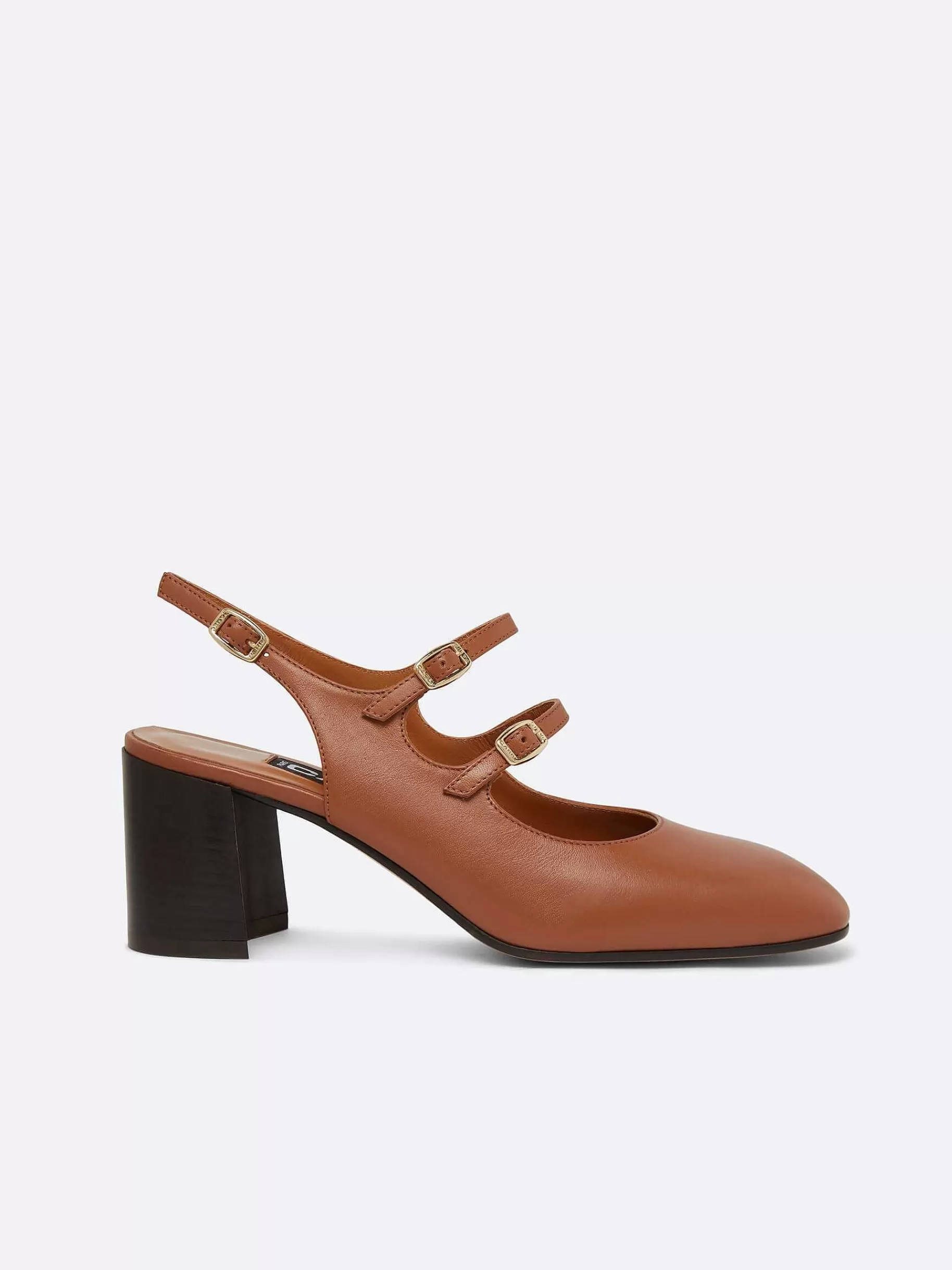 Women Carel Slingbacks-Camel Upcycled Leather Slingback Mary Janes