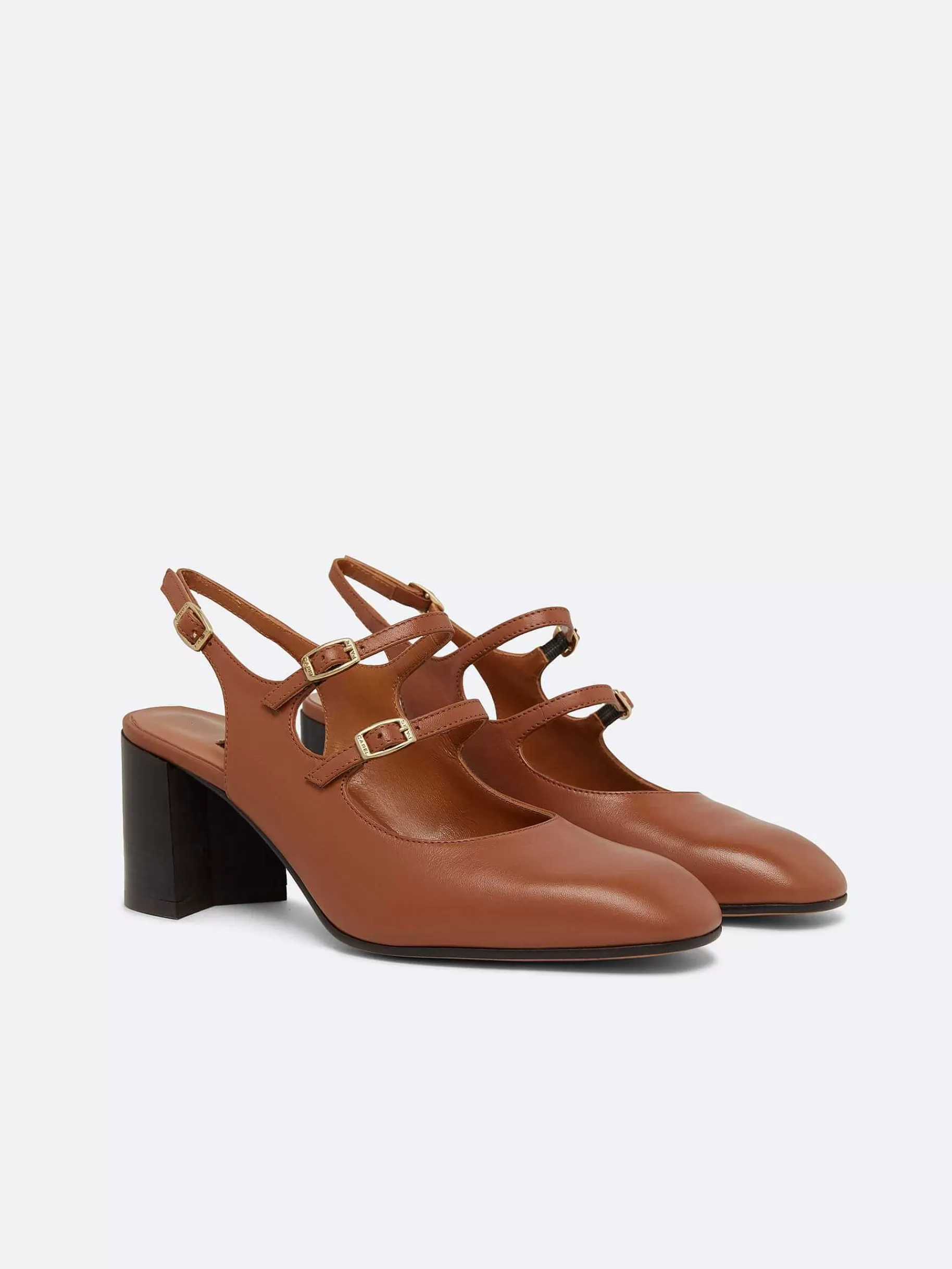 Women Carel Slingbacks-Camel Upcycled Leather Slingback Mary Janes