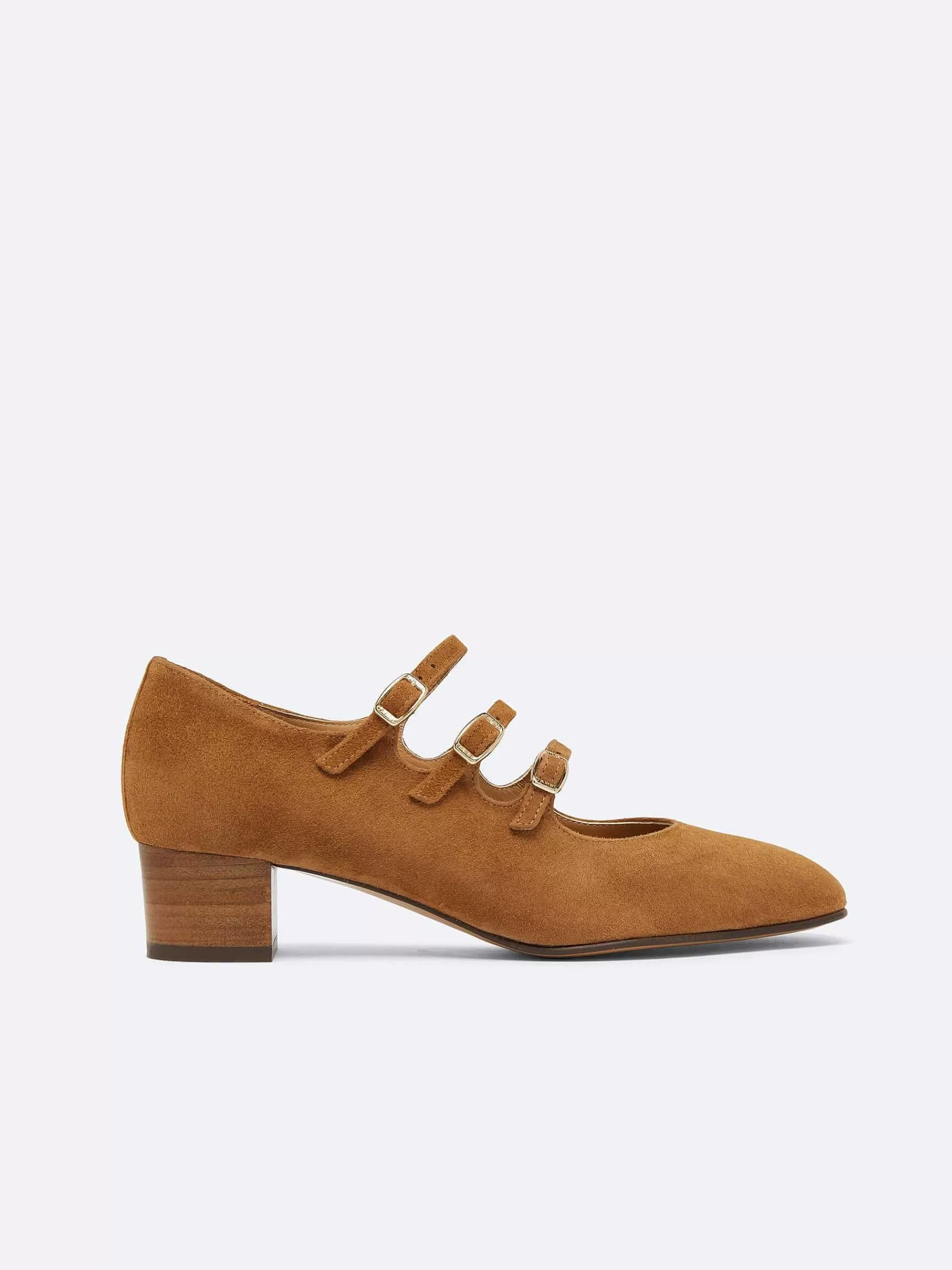 Women Carel Mary Janes-Camel Upcycled Suede Leather Mary Janes Pumps