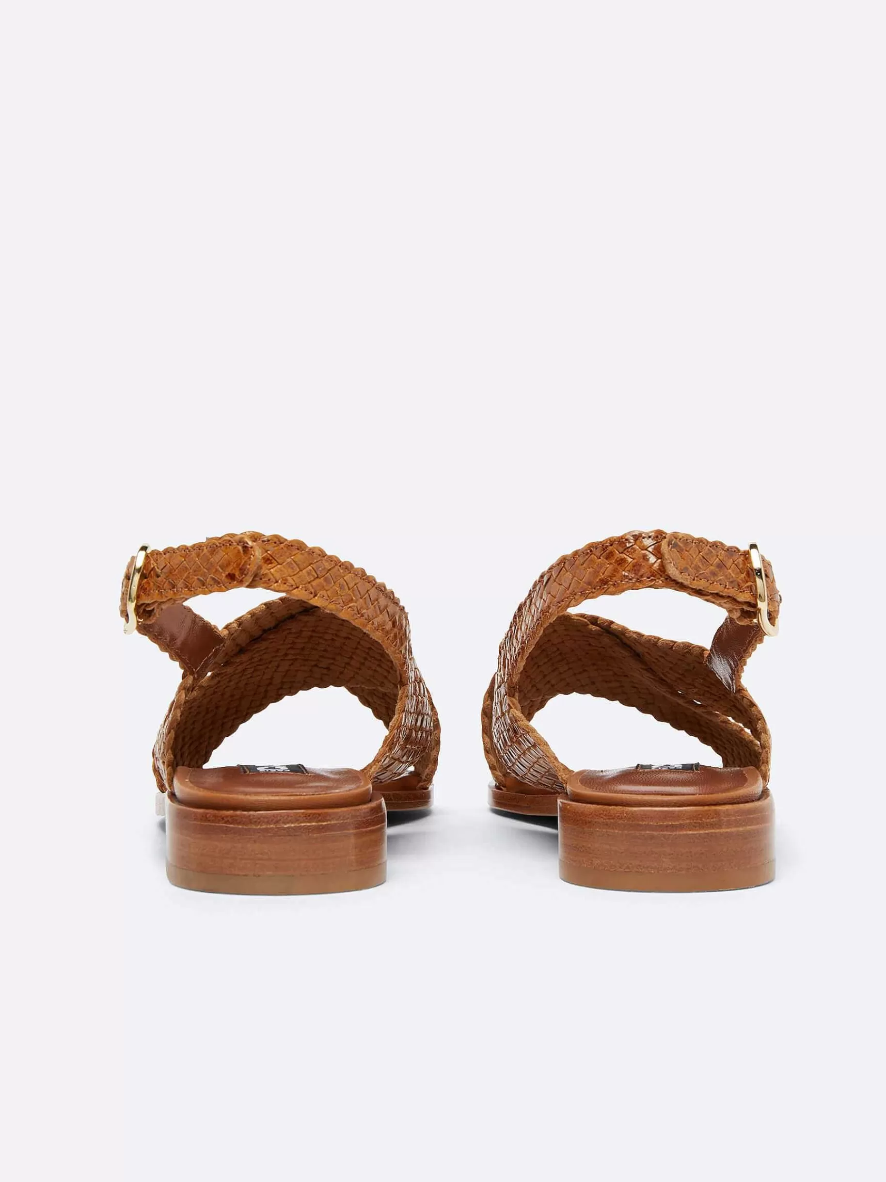 Women Carel Sandals And Mules-Camel Woven Leather Sandals