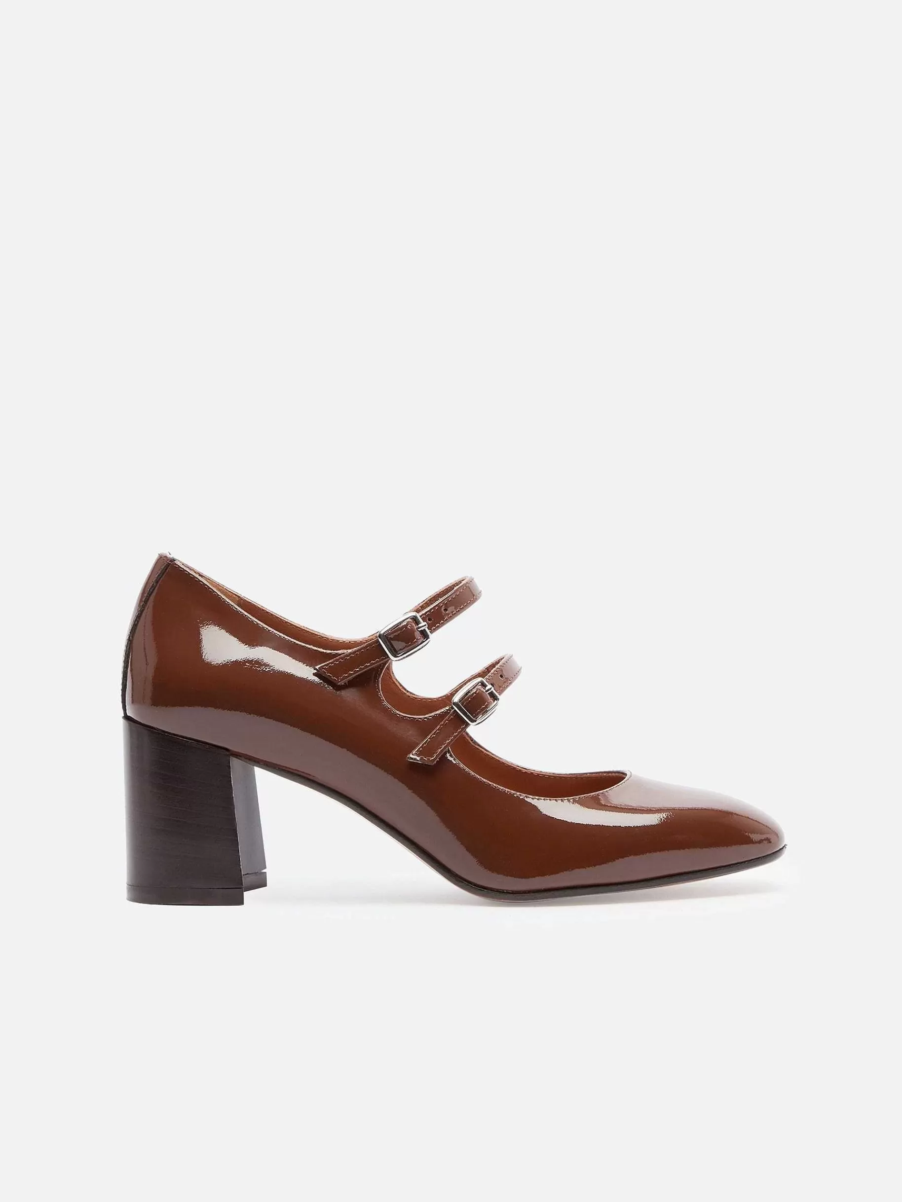 Women Carel Mary Janes-Caramel Patent Leather Mary Janes
