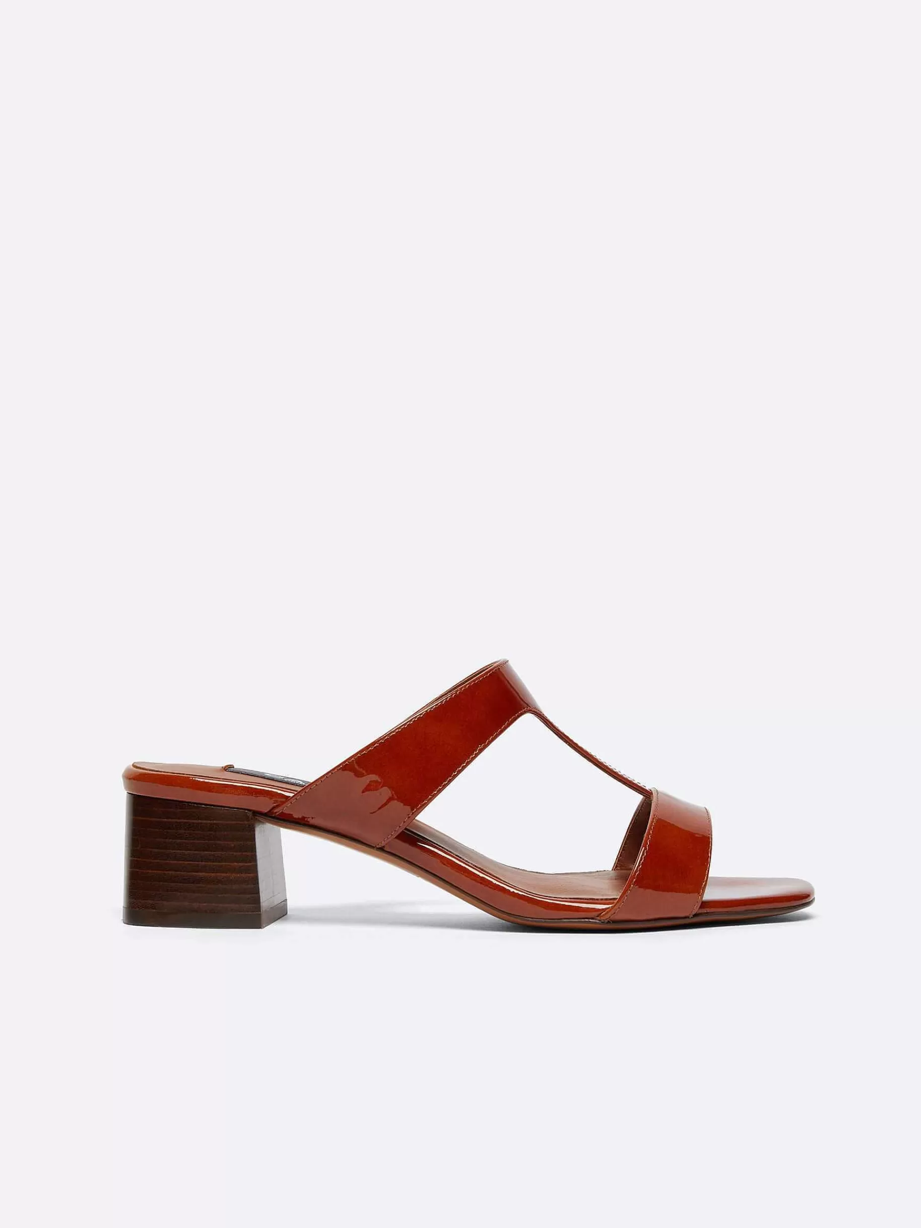 Women Carel Sandals And Mules-Caramel Patent Leather Mules