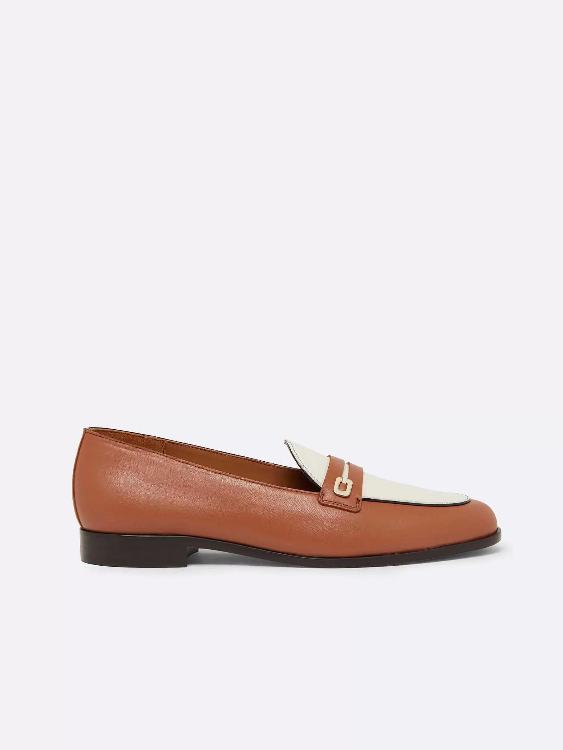 Women Carel Loafers-Cognac And Ivory Leather Loafers