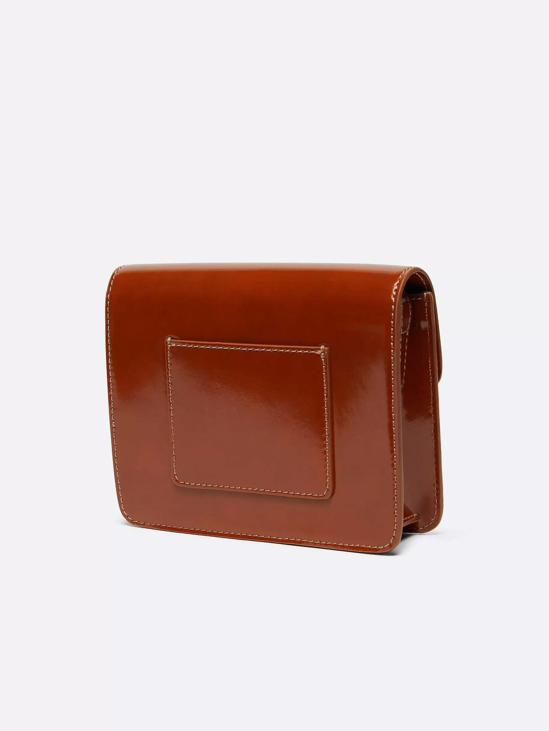 Women Carel Bags-Cognac Glossy Leather Bag