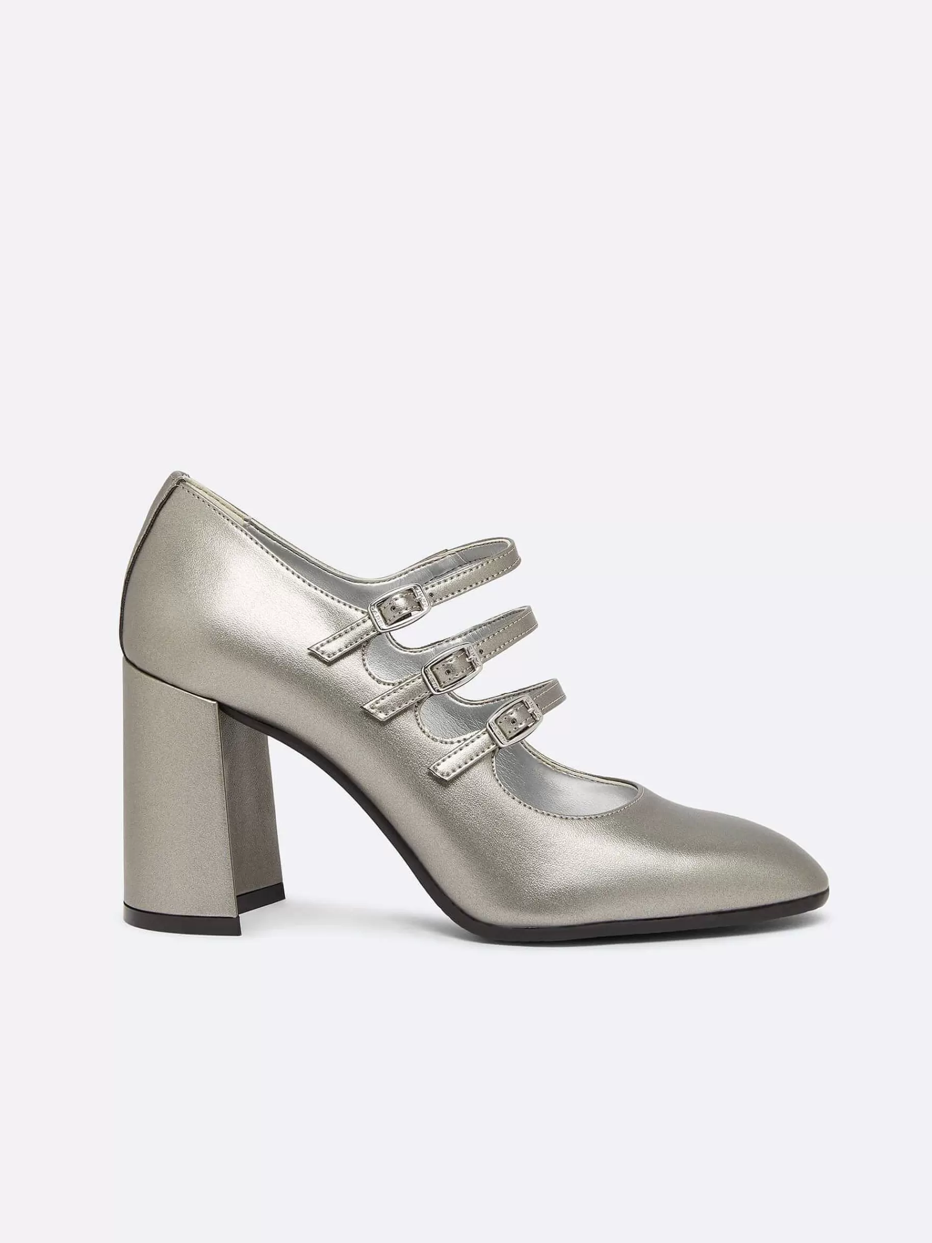 Women Carel Mary Janes-Dark Silver Appleskin Mary Janes Pumps