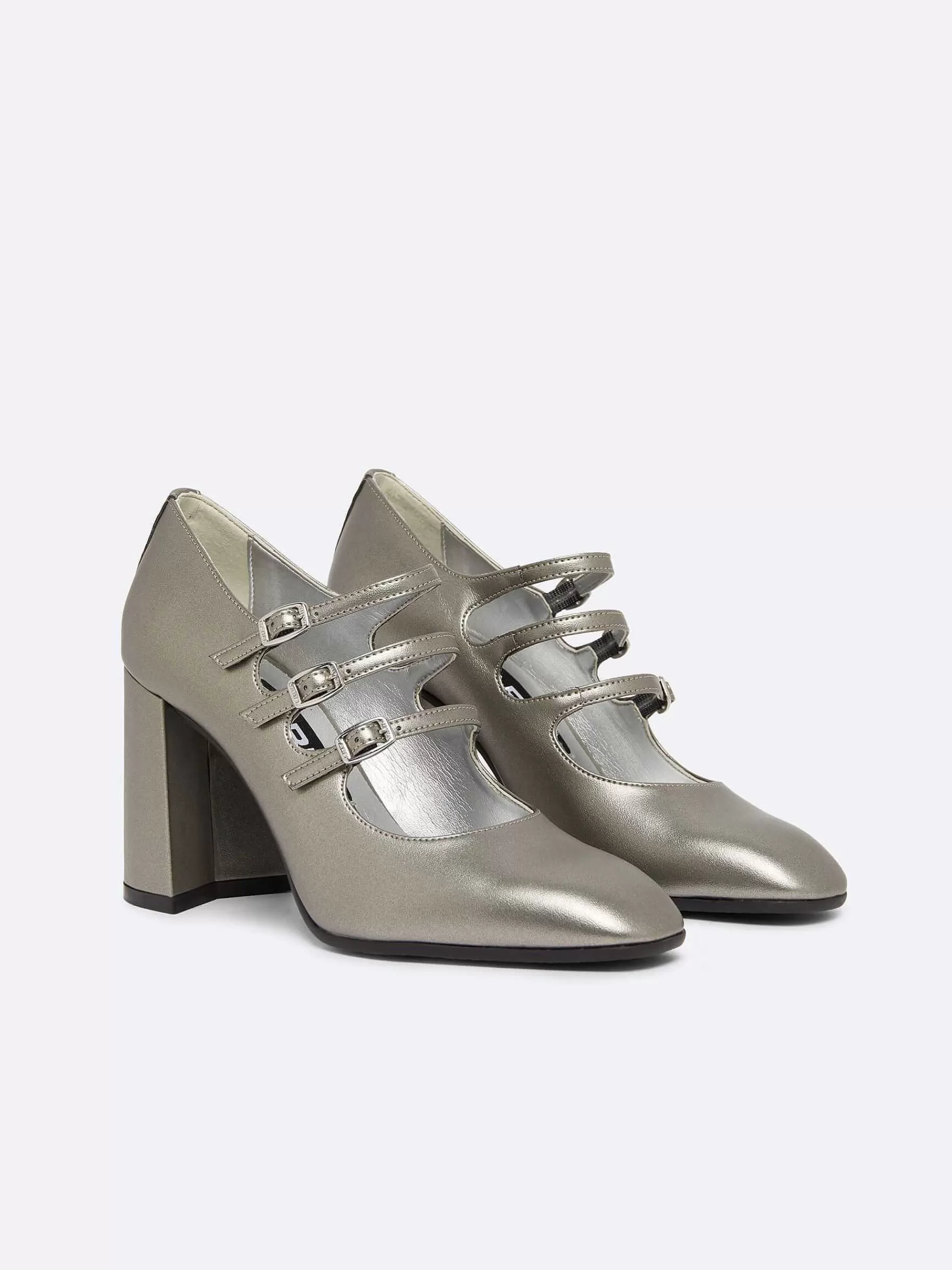 Women Carel Mary Janes-Dark Silver Appleskin Mary Janes Pumps