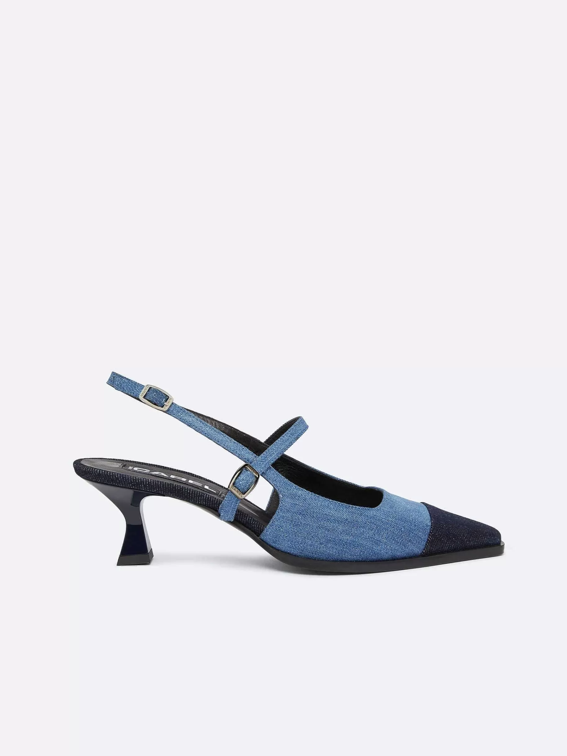 Women Carel Pumps-Denim Bi-Color Slingback Pumps