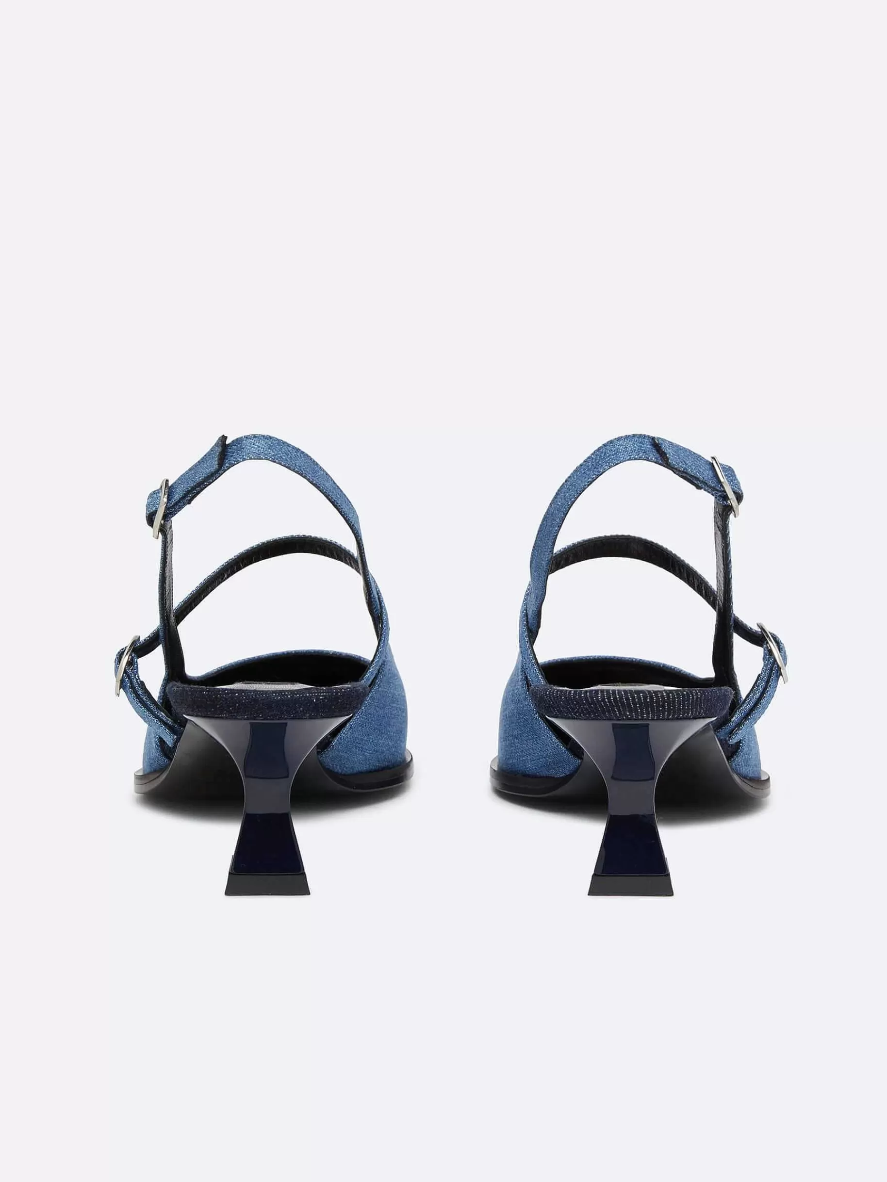 Women Carel Pumps-Denim Bi-Color Slingback Pumps