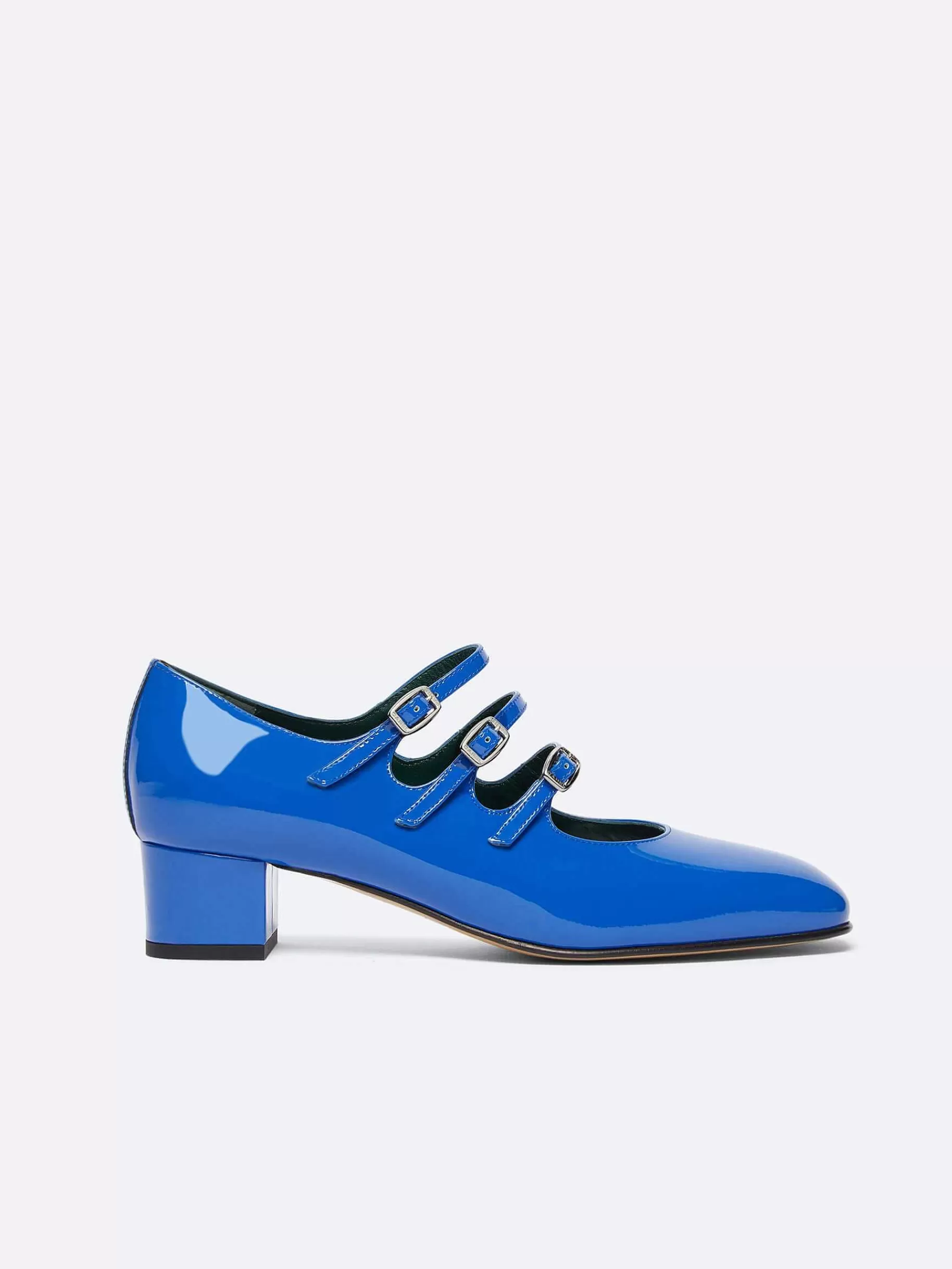 Women Carel Mary Janes-Electric Blue Patent Leather Mary Janes Pumps
