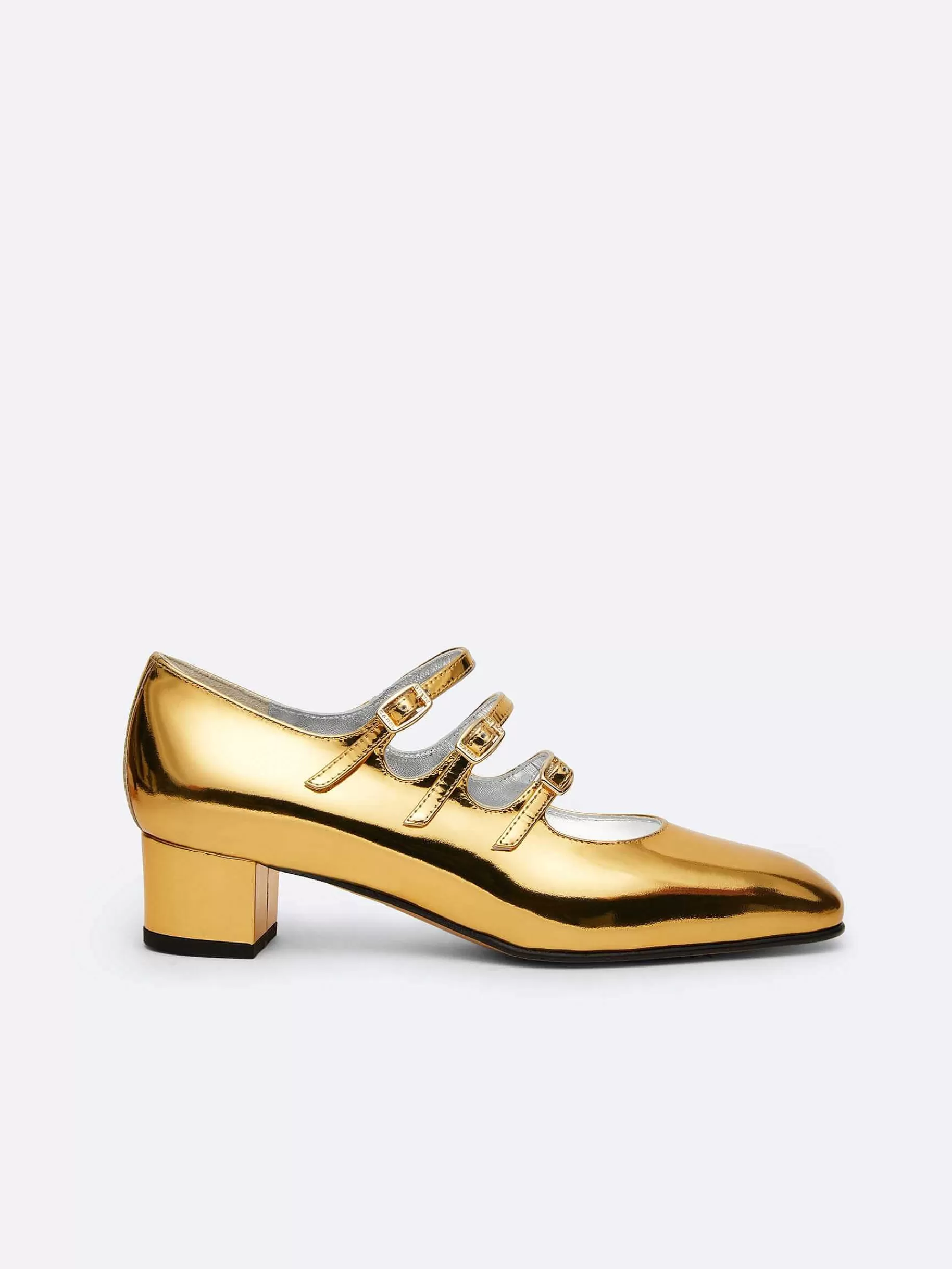 Women Carel Mary Janes-Gold Mirror Effect Leather Mary Janes Pumps