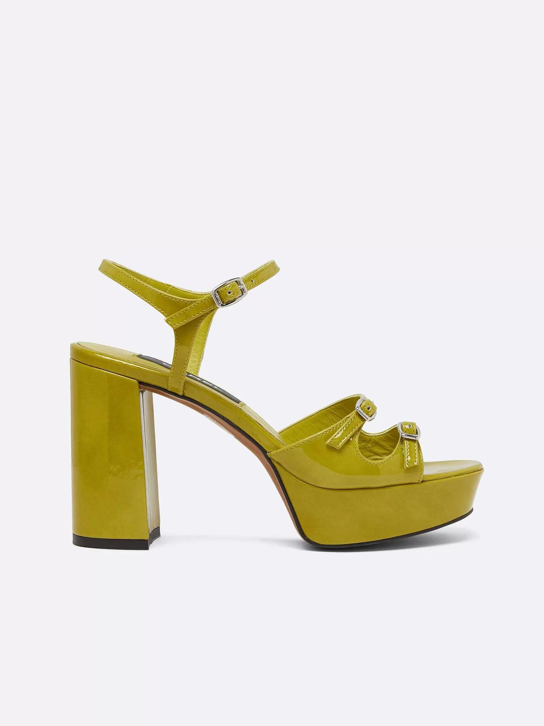 Women Carel Sandals And Mules-Green Anise Patent Leather Platform Sandals