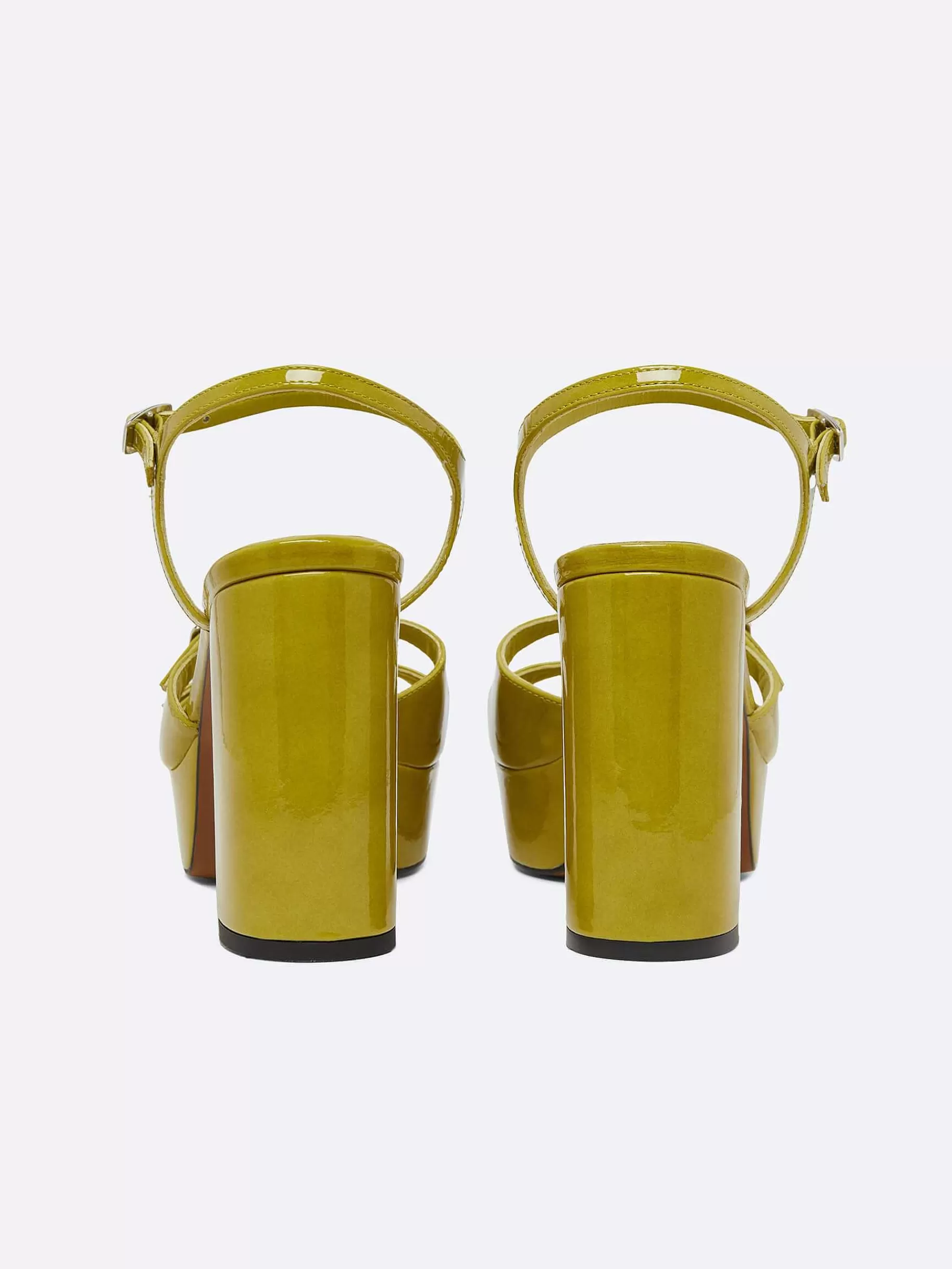 Women Carel Sandals And Mules-Green Anise Patent Leather Platform Sandals