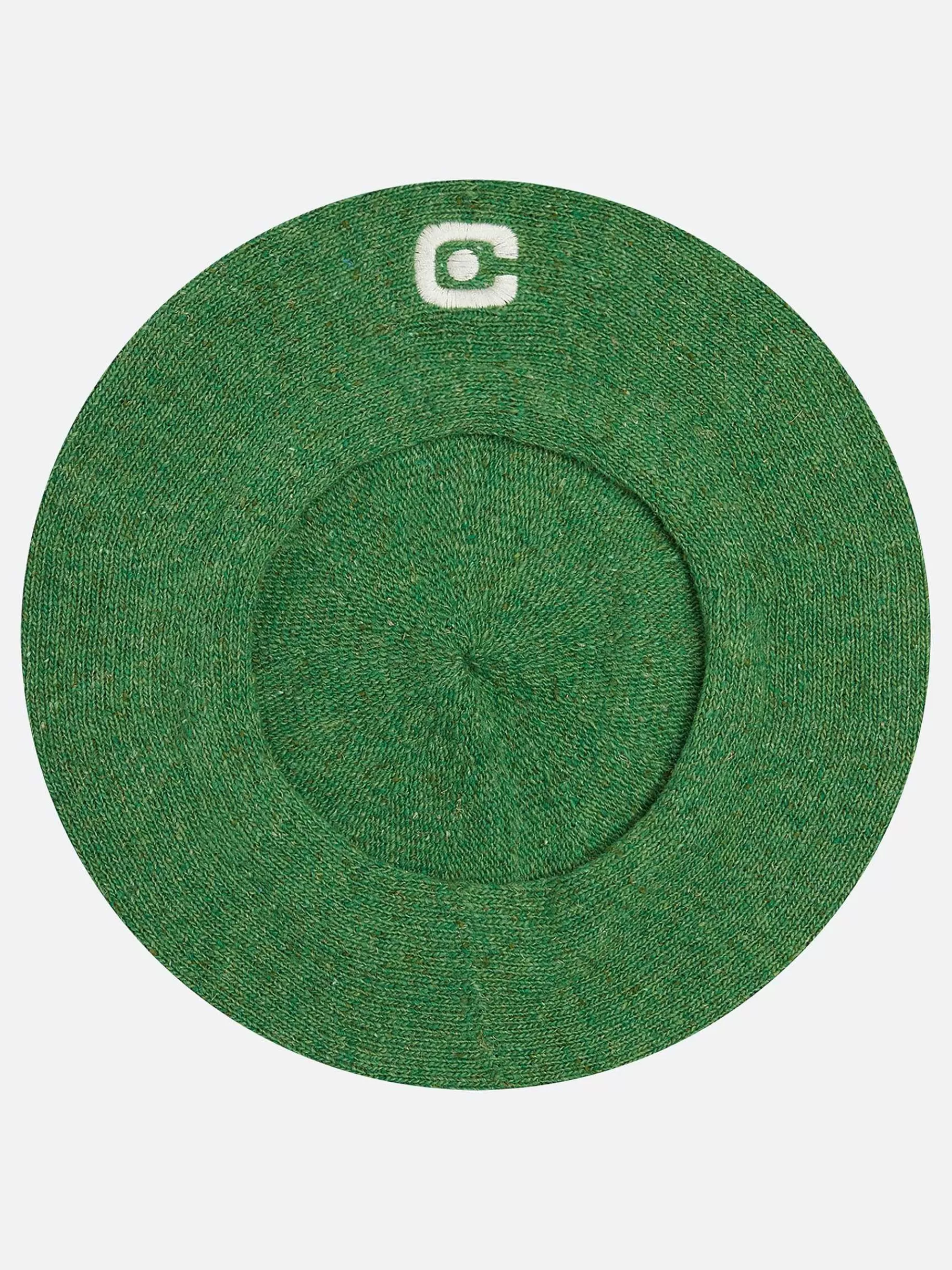 Women Carel Accessories-Green Wool Beret With Letter C Logo