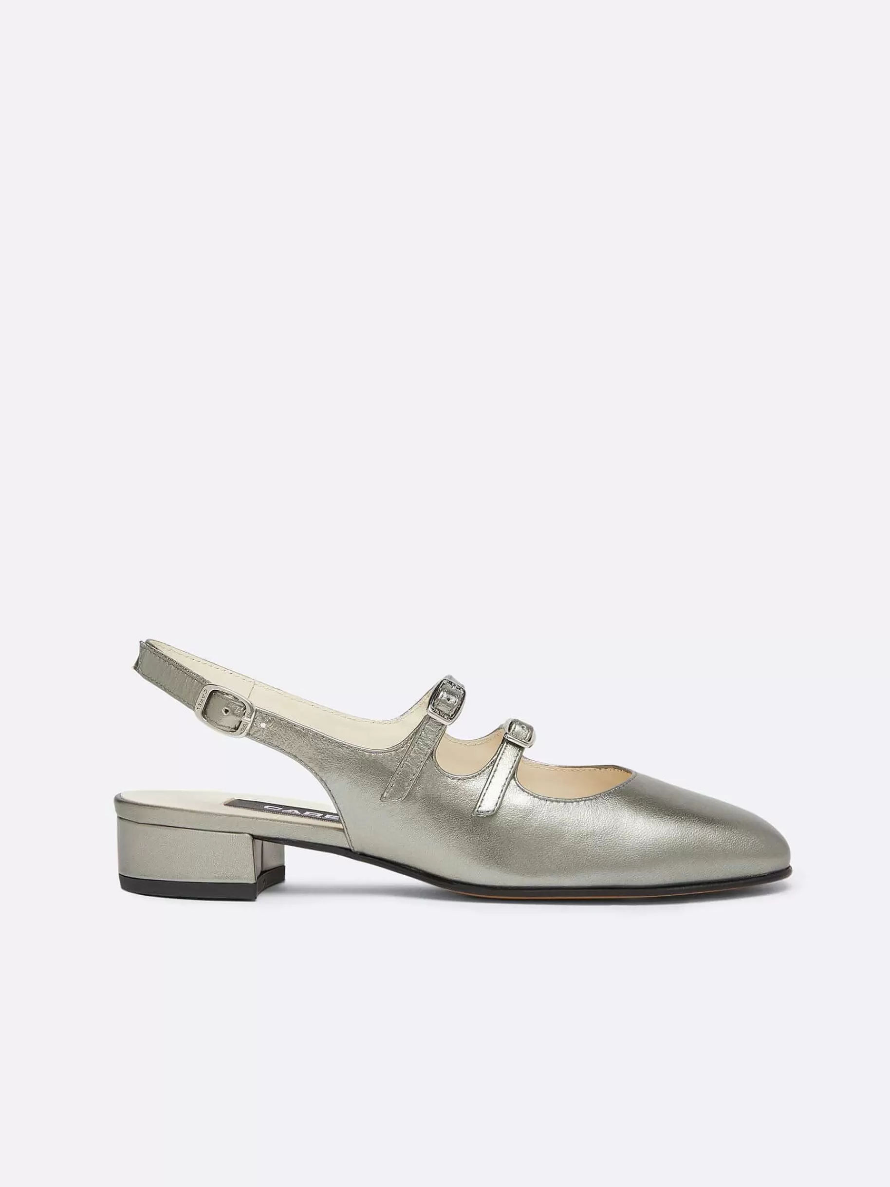 Women Carel Slingbacks-Grey Upcycled Laminated Leather Slingback Mary Janes