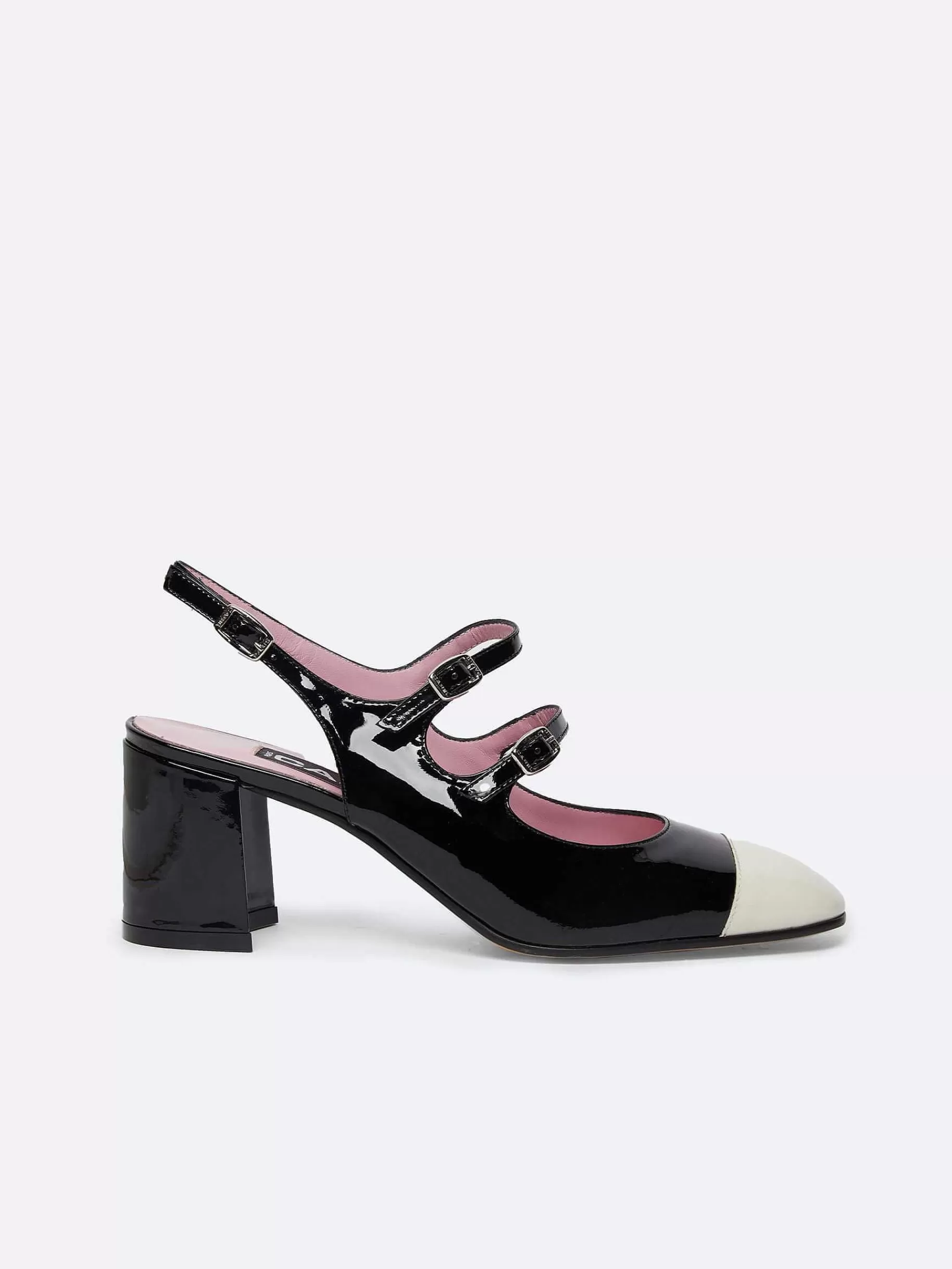 Women Carel Slingbacks-Ivory And Black Patent Leather Slingback Mary Janes