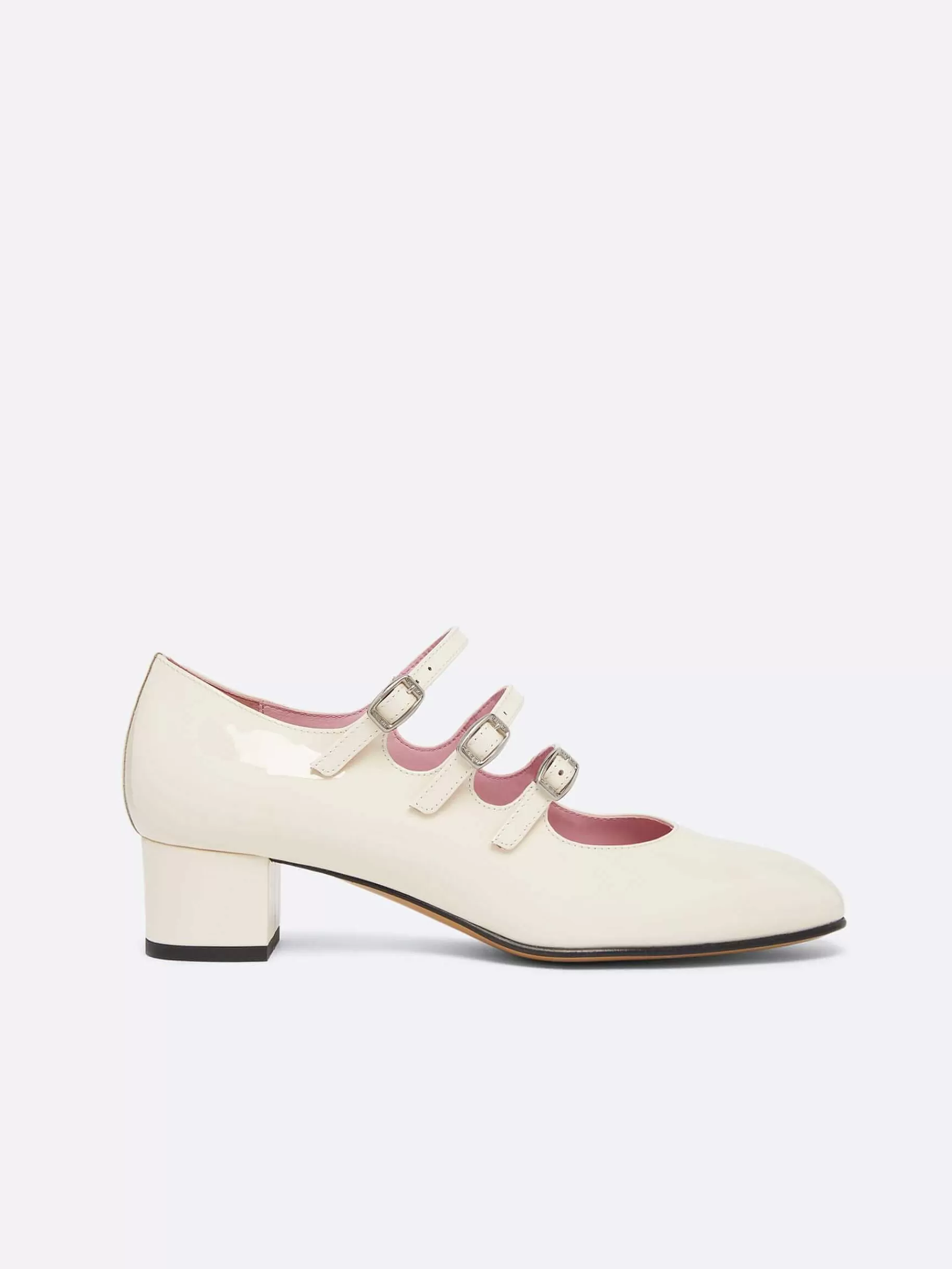 Women Carel Mary Janes-Ivory Upcycled Patent Leather Mary Janes Pumps