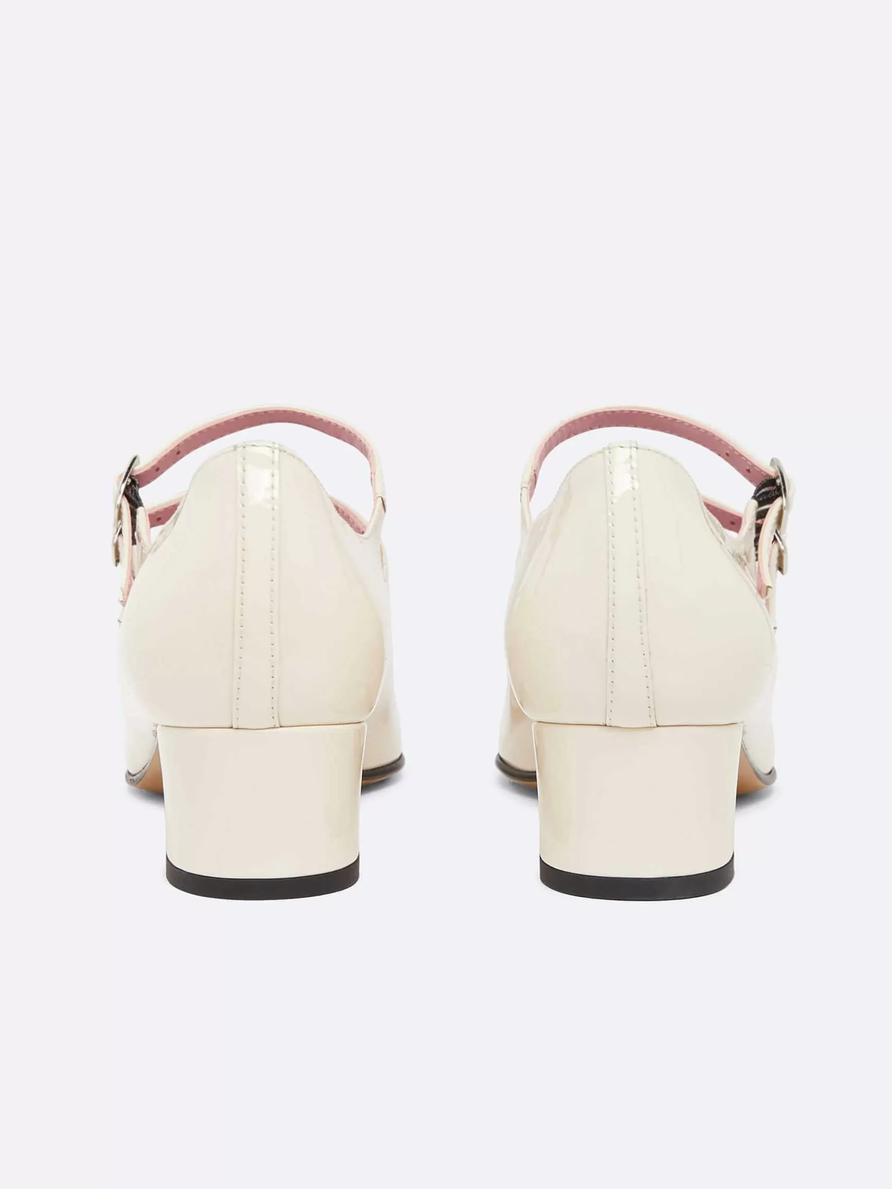Women Carel Mary Janes-Ivory Upcycled Patent Leather Mary Janes Pumps