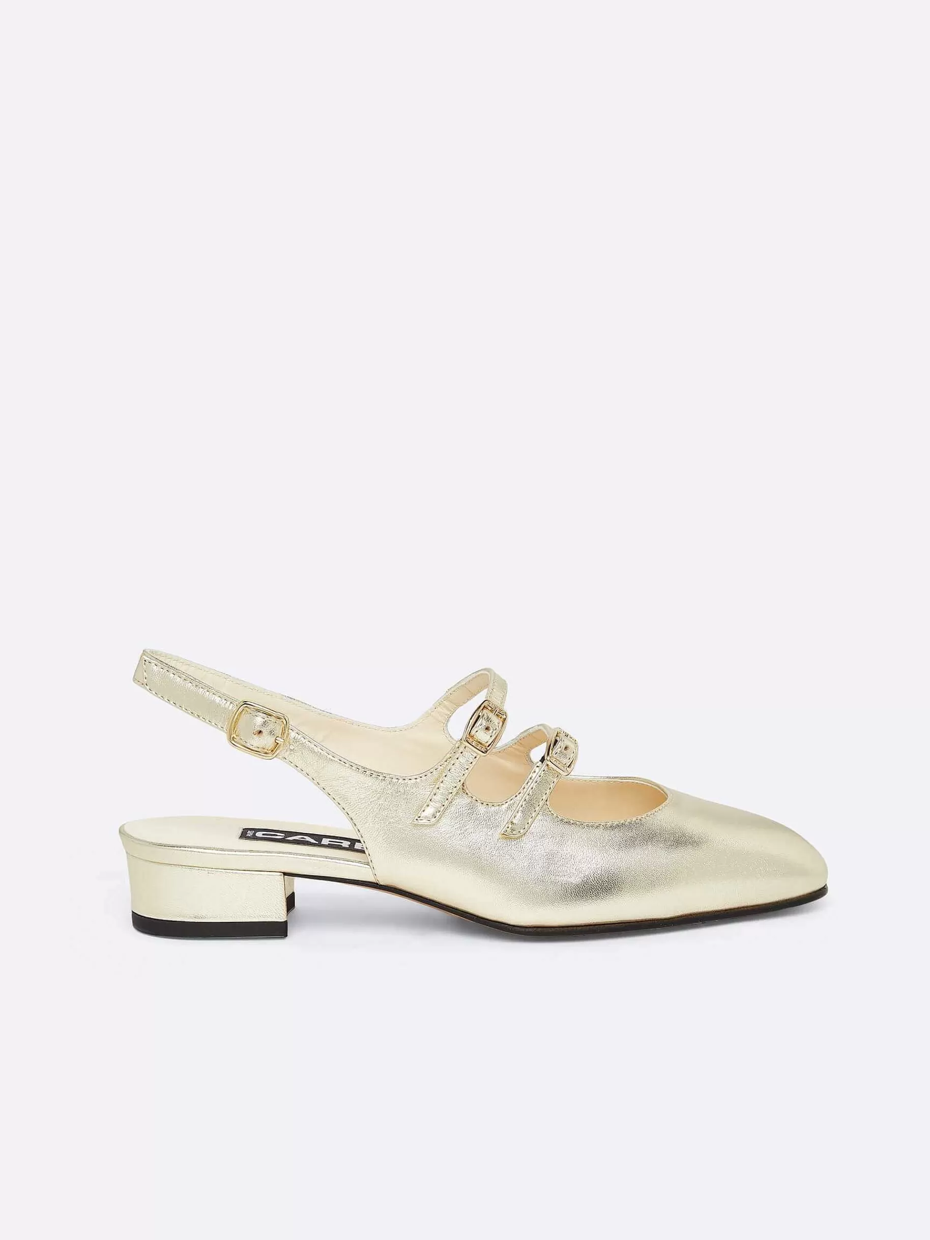 Women Carel Slingbacks-Laminated Platinium Leather Slingback Mary Janes