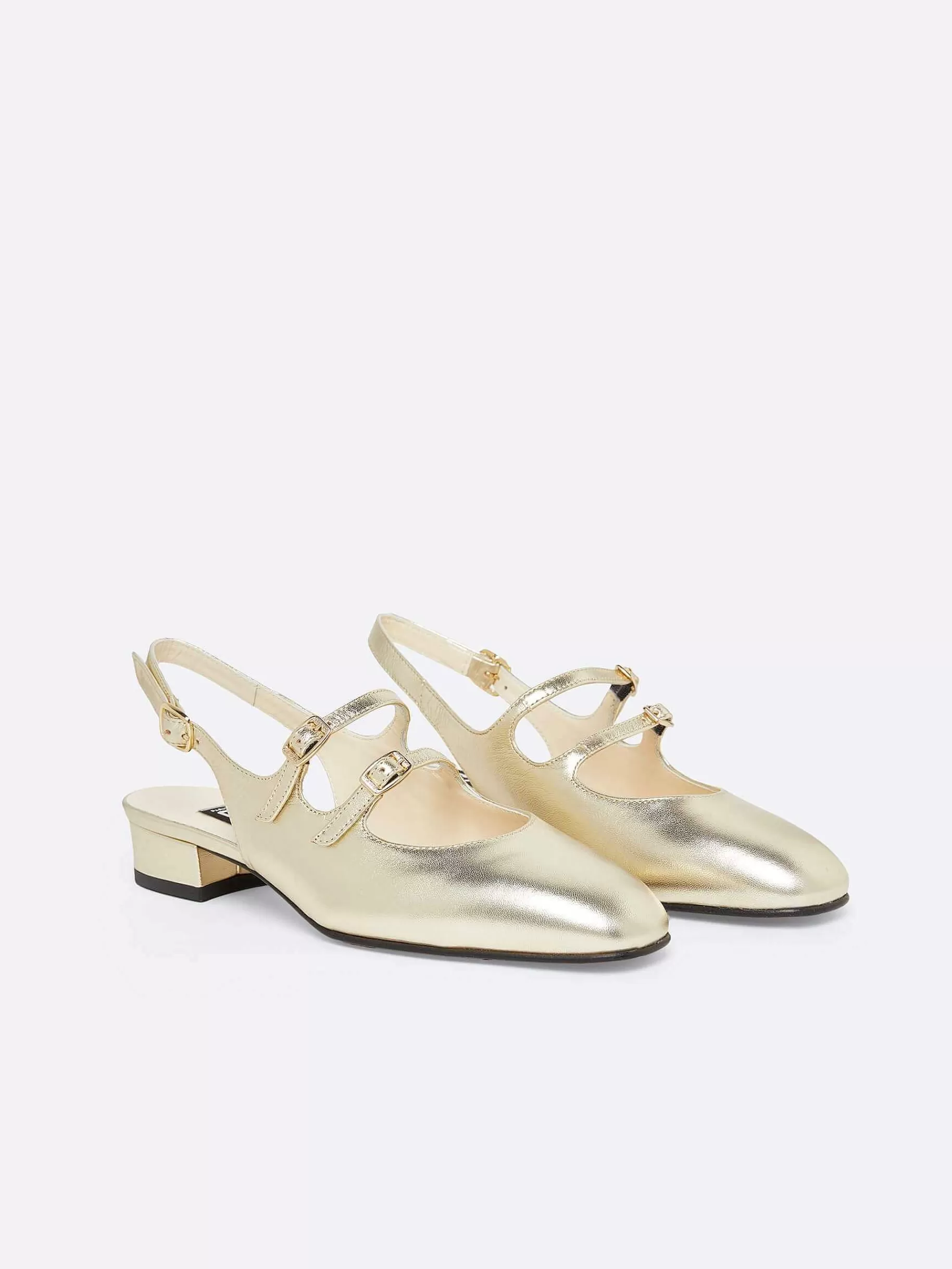 Women Carel Slingbacks-Laminated Platinium Leather Slingback Mary Janes