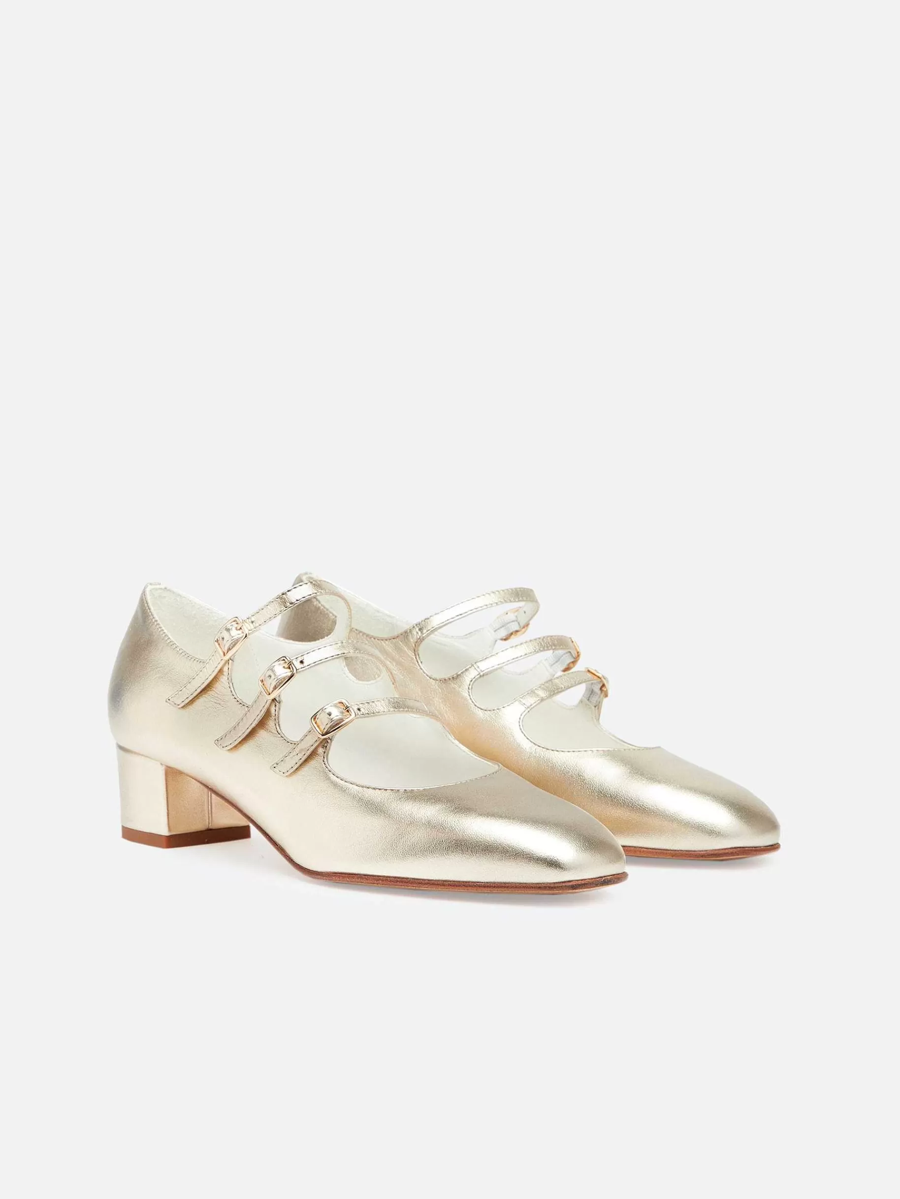 Women Carel Mary Janes-Laminated Platinum Leather Mary Janes Pumps
