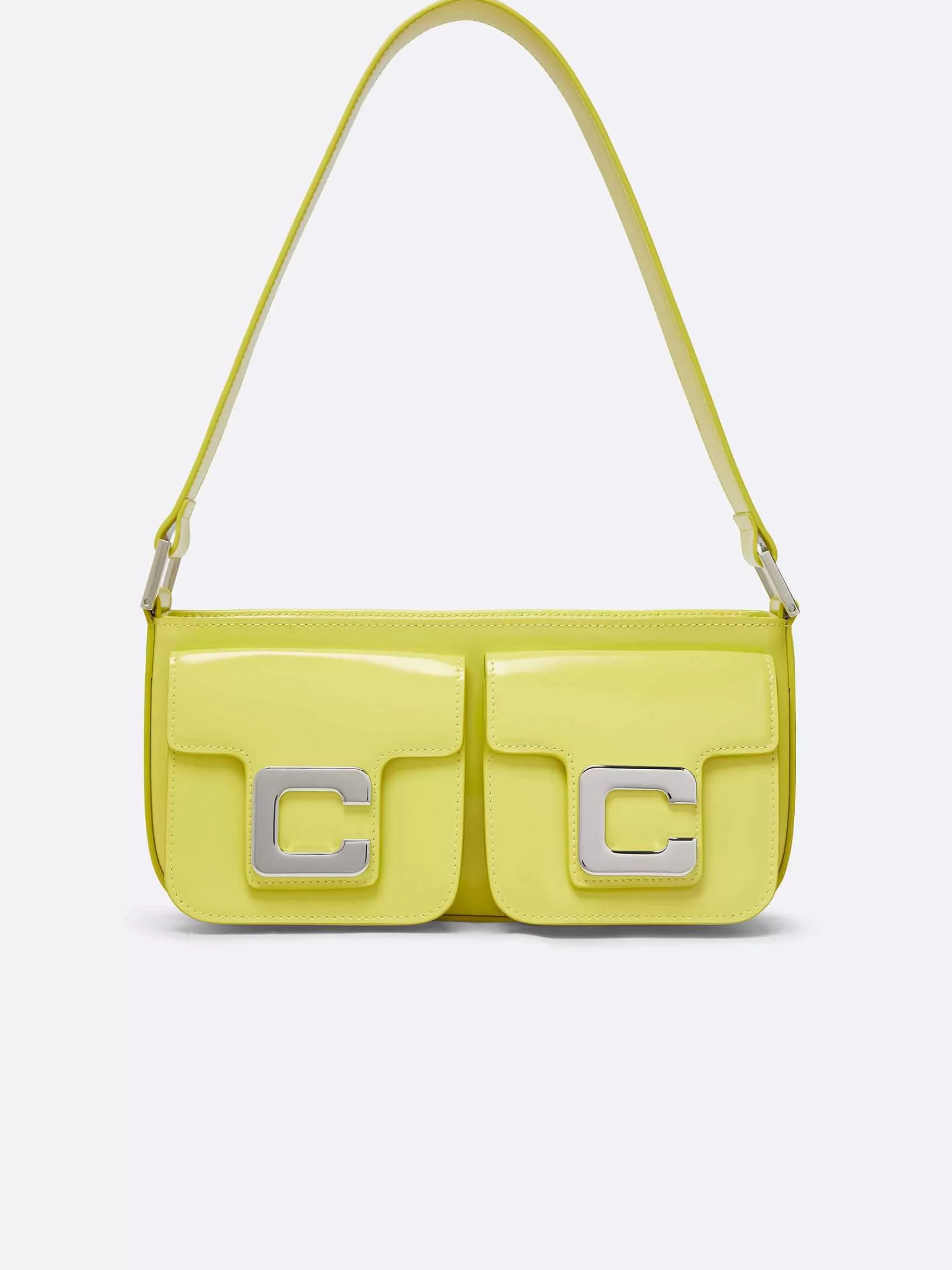 Women Carel Bags-Lemon Green Glossy Leather Bag