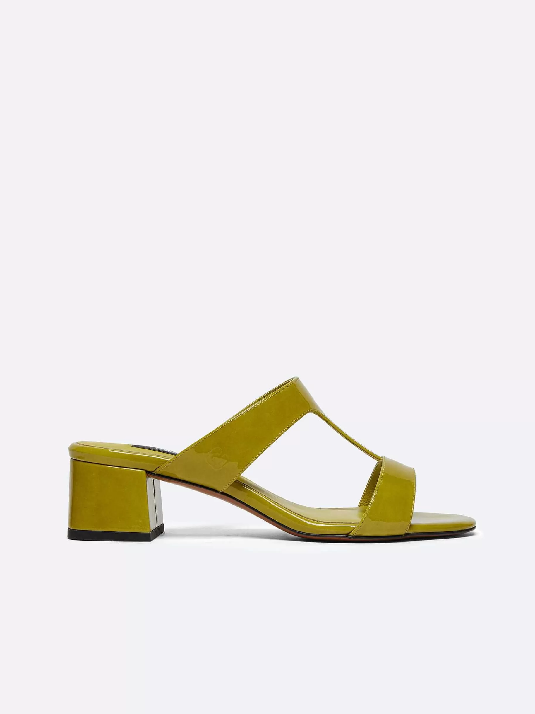 Women Carel Sandals And Mules-Lemon Green Patent Leather Mules