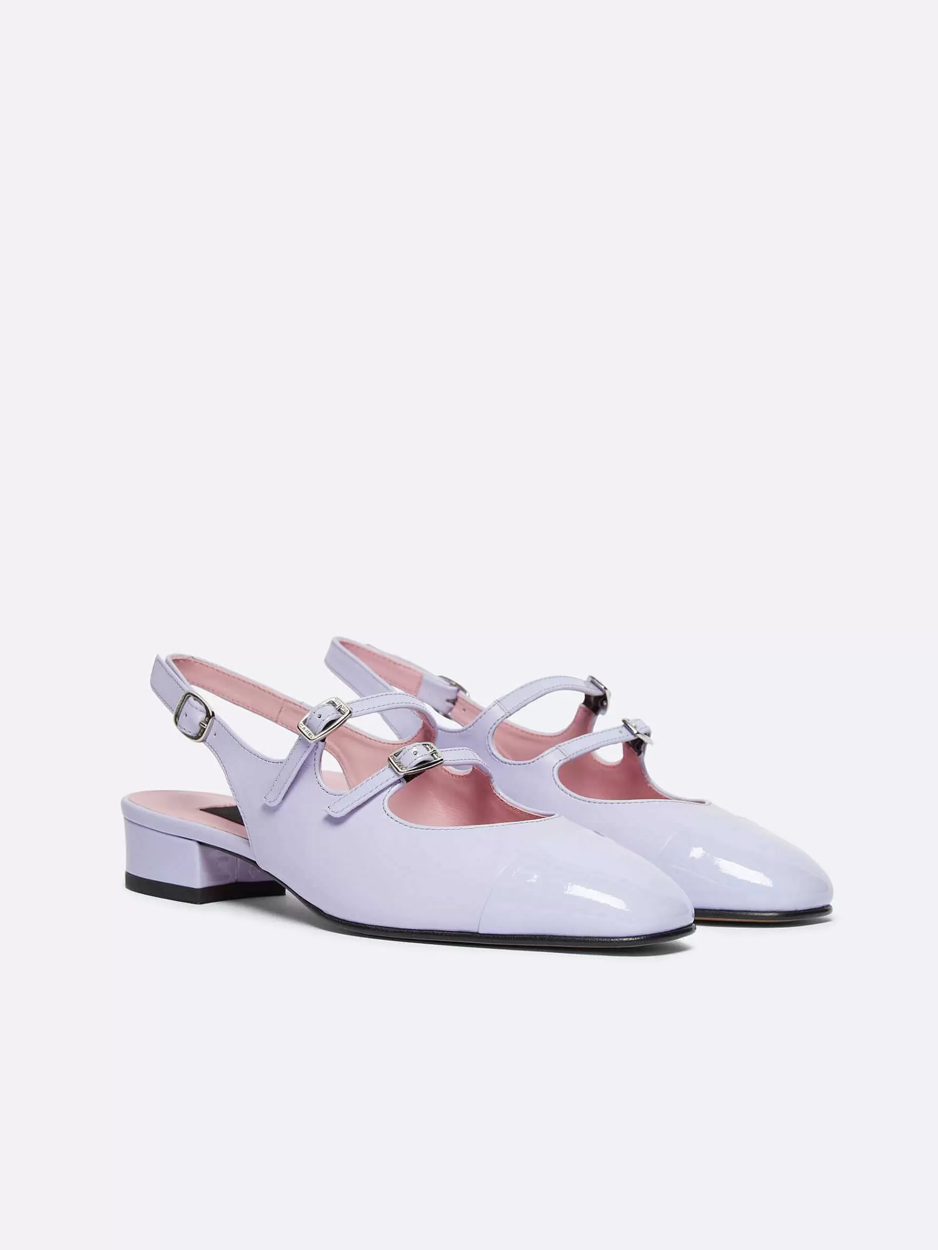 Women Carel Slingbacks-Lilac Leather And Lilac Patent Leather Slingback Mary Janes