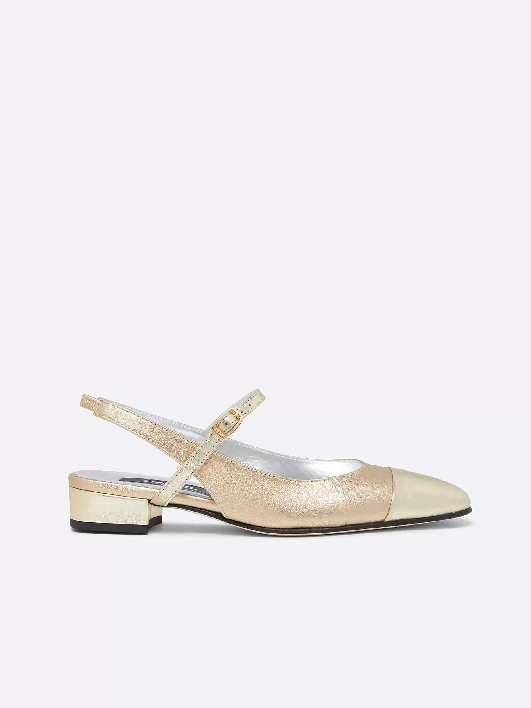 Women Carel Ballet Flats-Multi Platinum Leather Slingback