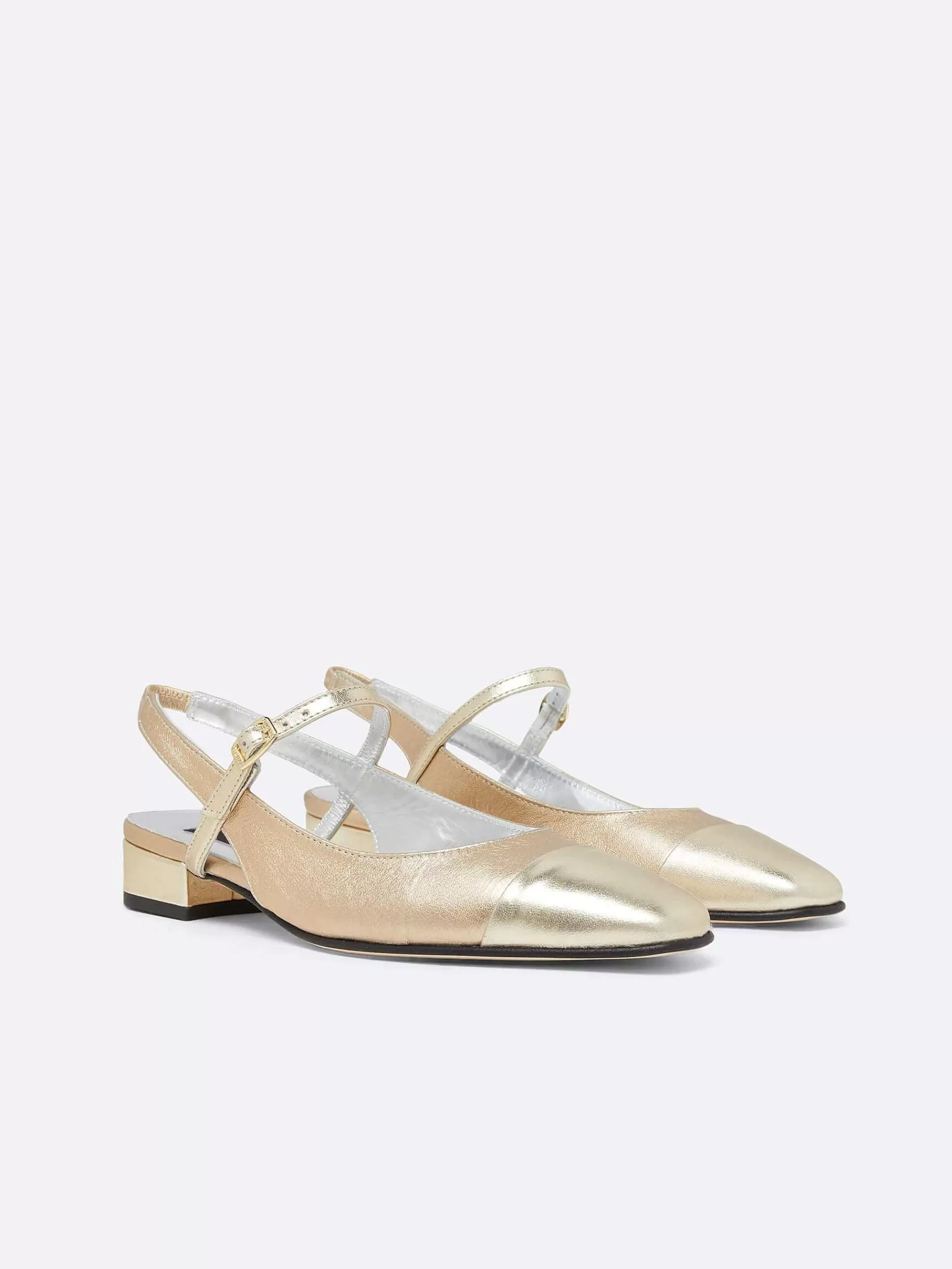 Women Carel Ballet Flats-Multi Platinum Leather Slingback