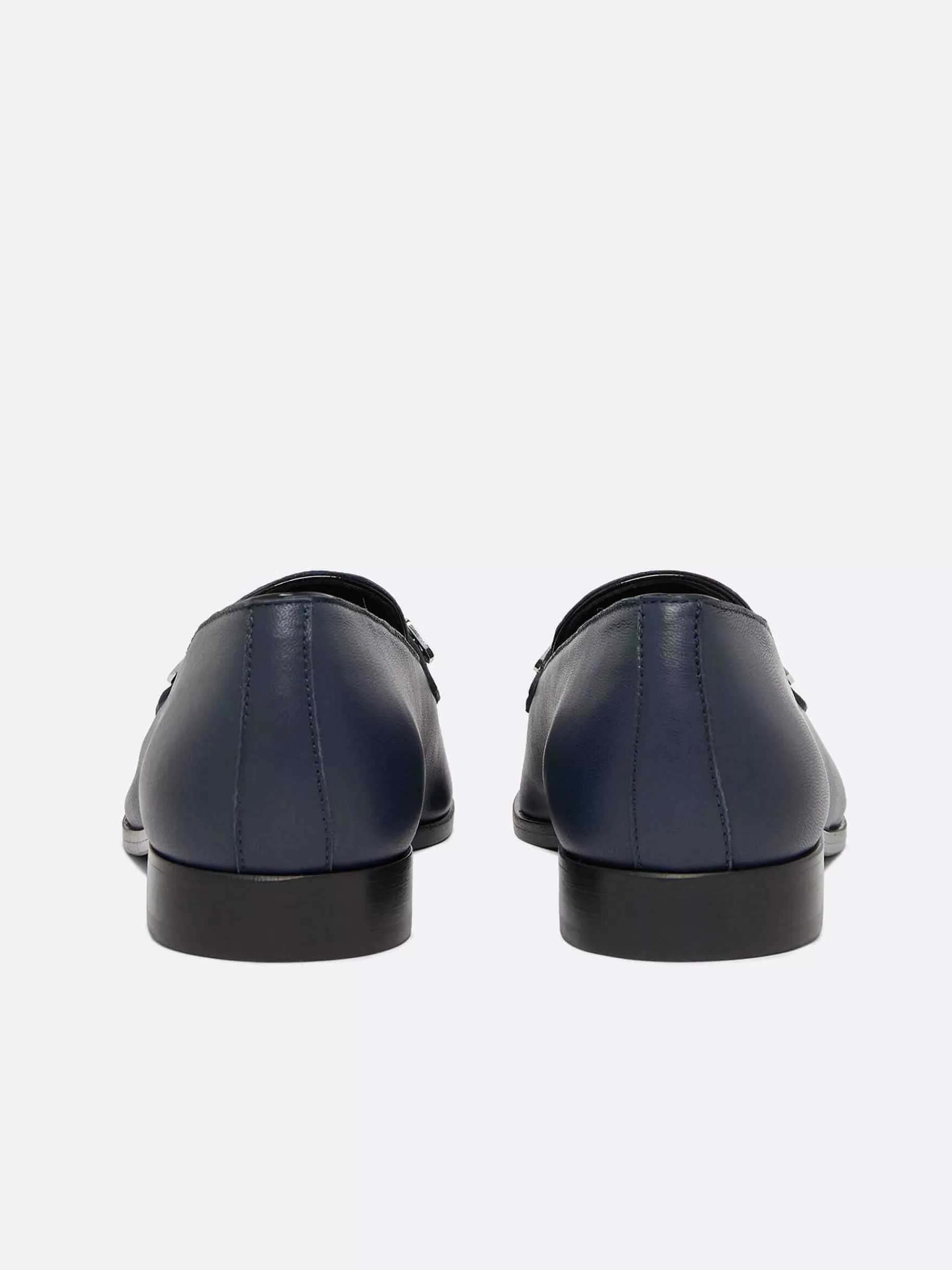Women Carel Loafers-Navy Blue Leather Loafers
