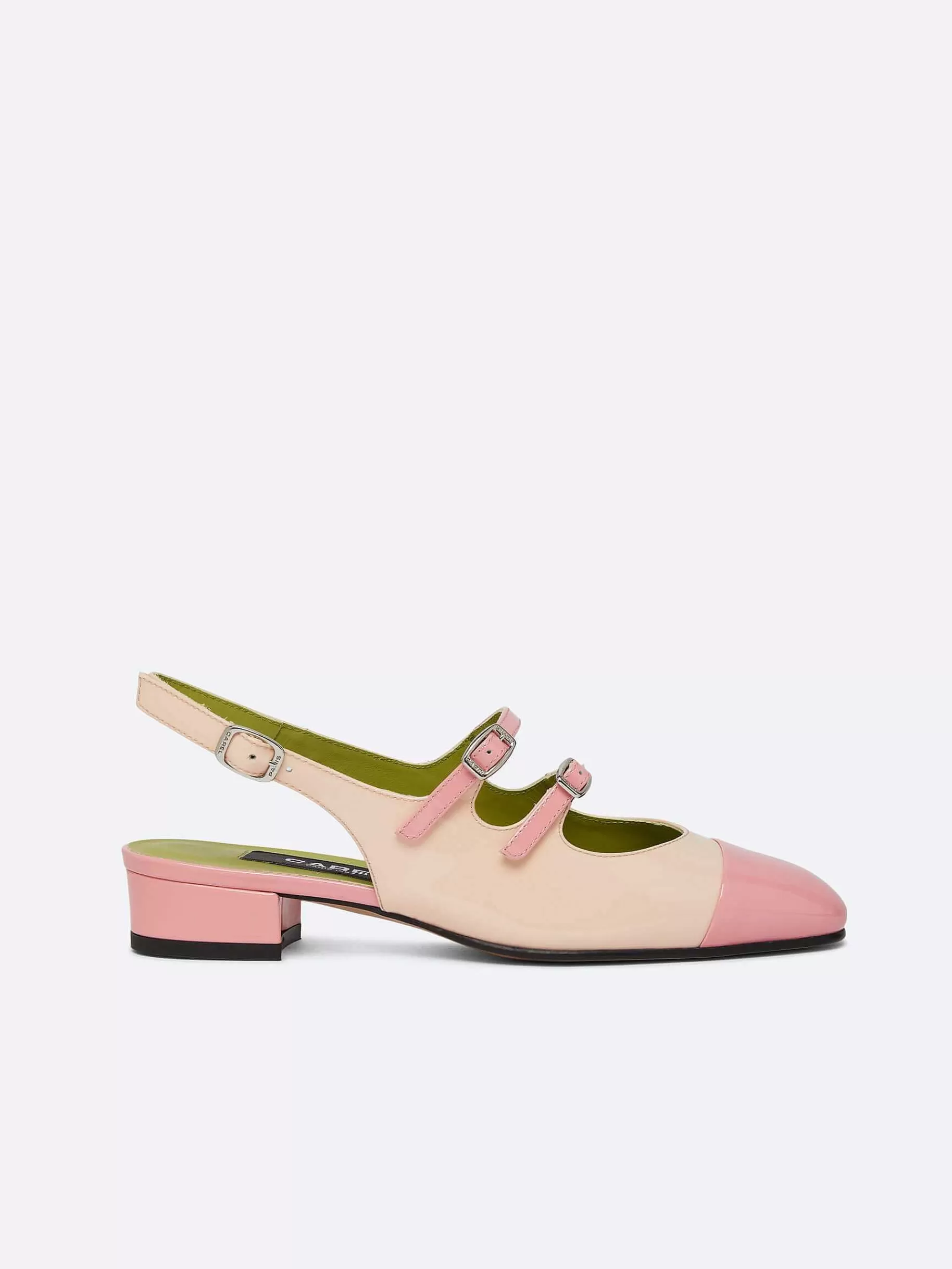Women Carel Slingbacks-Nude And Pink Patent Leather Slingback Mary Janes
