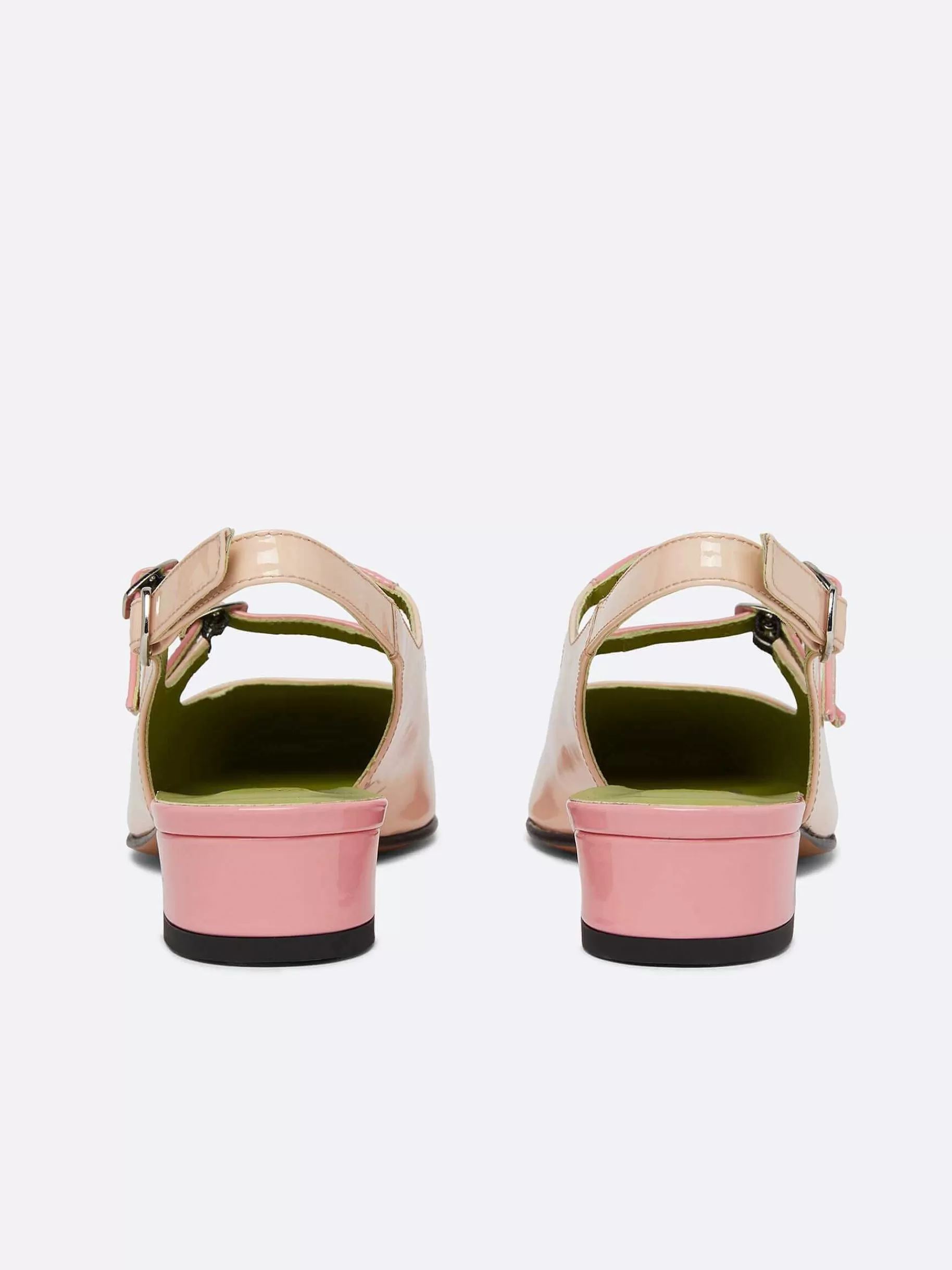 Women Carel Slingbacks-Nude And Pink Patent Leather Slingback Mary Janes