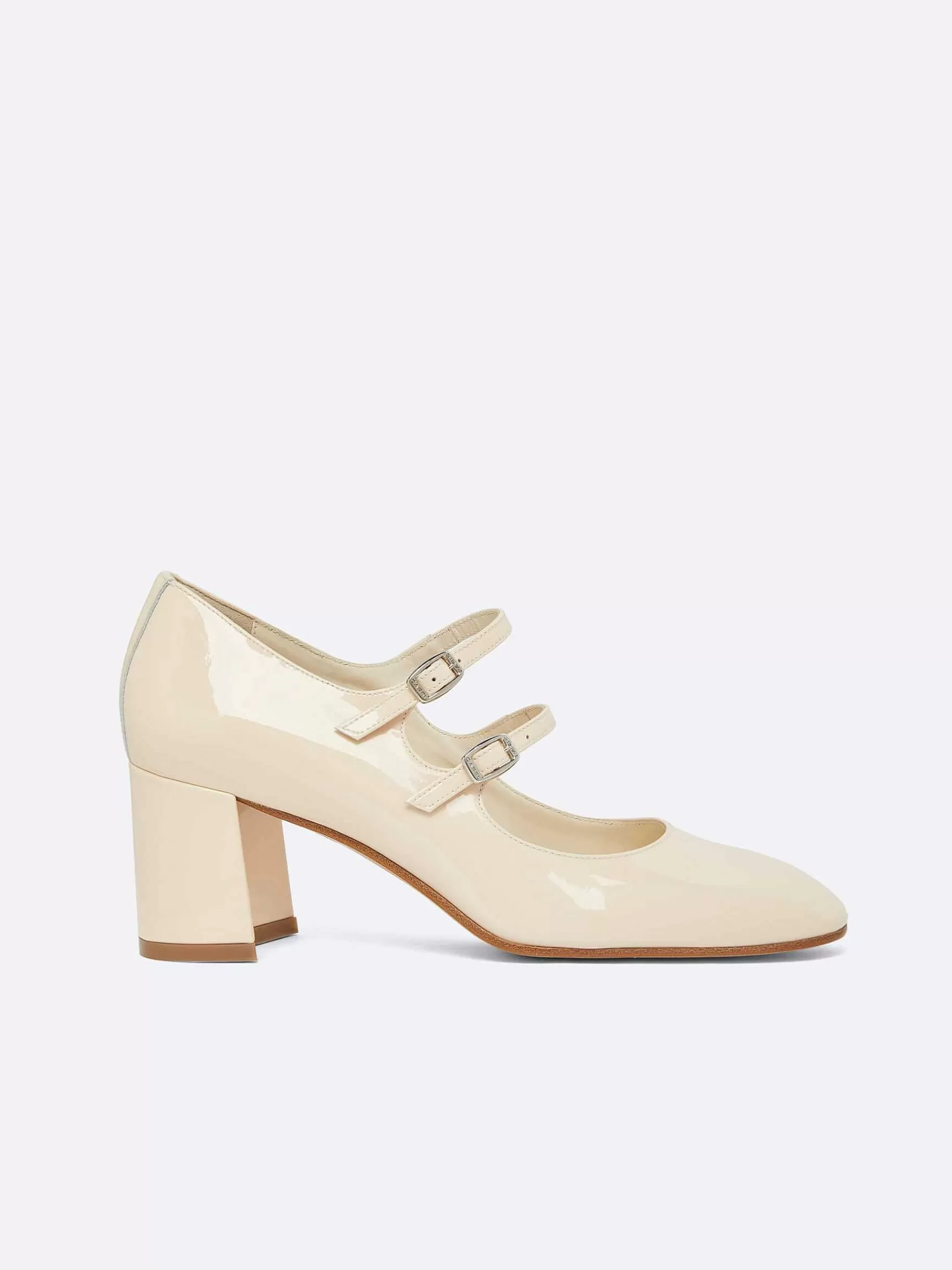 Women Carel Mary Janes-Nude Patent Leather Mary Janes Pumps