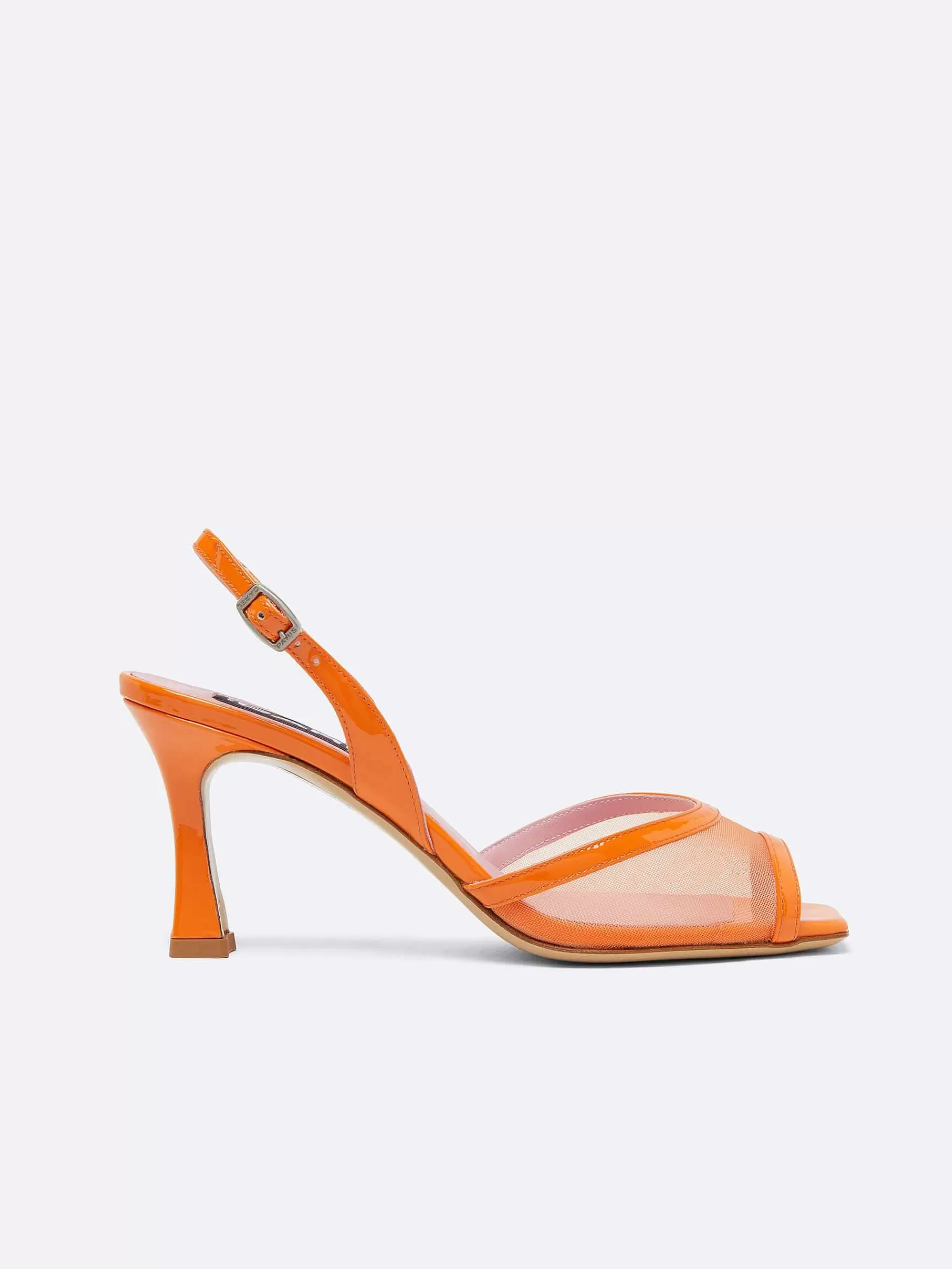 Women Carel Sandals And Mules-Orange Leather And Mesh Sandals
