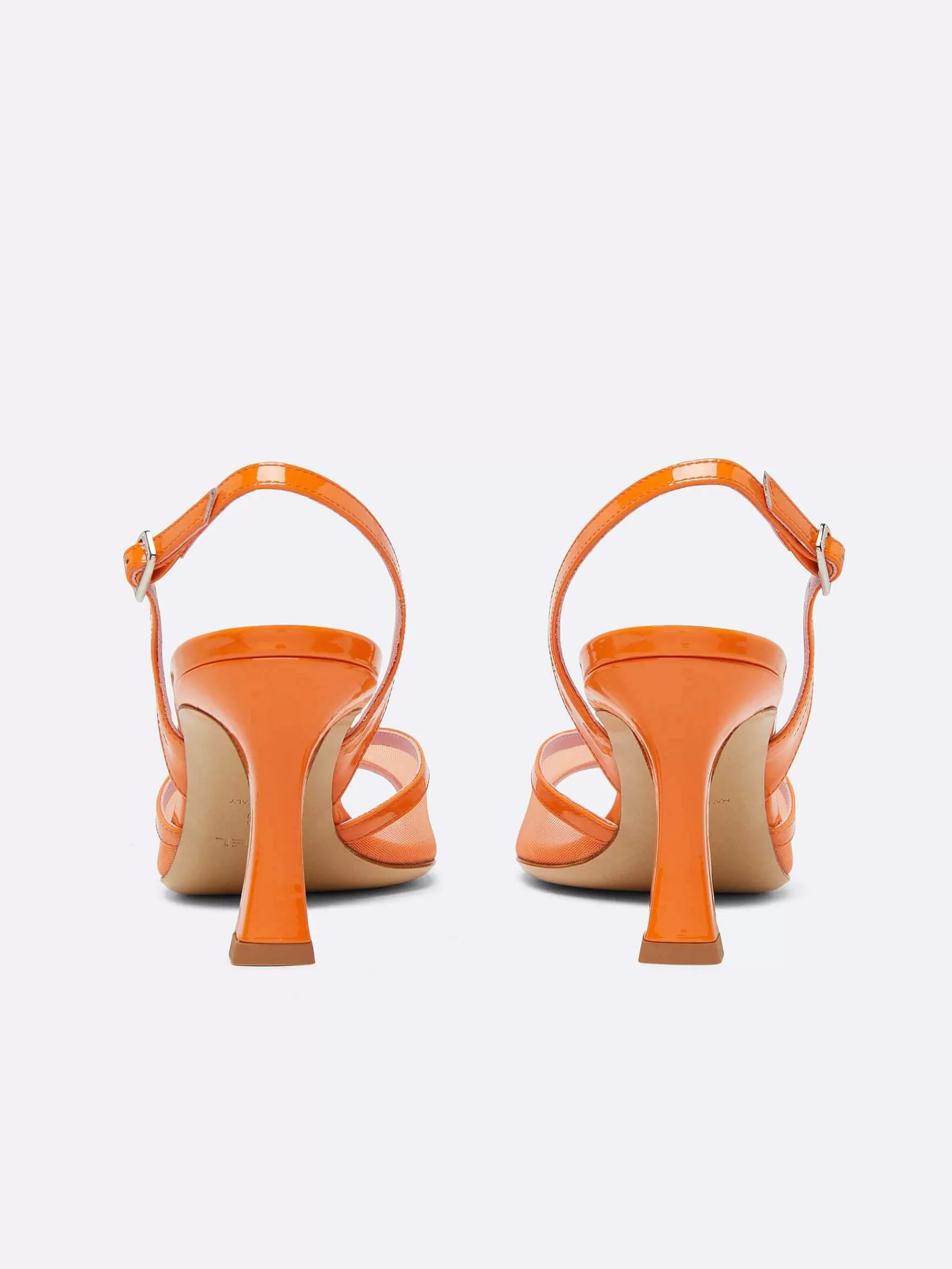 Women Carel Sandals And Mules-Orange Leather And Mesh Sandals