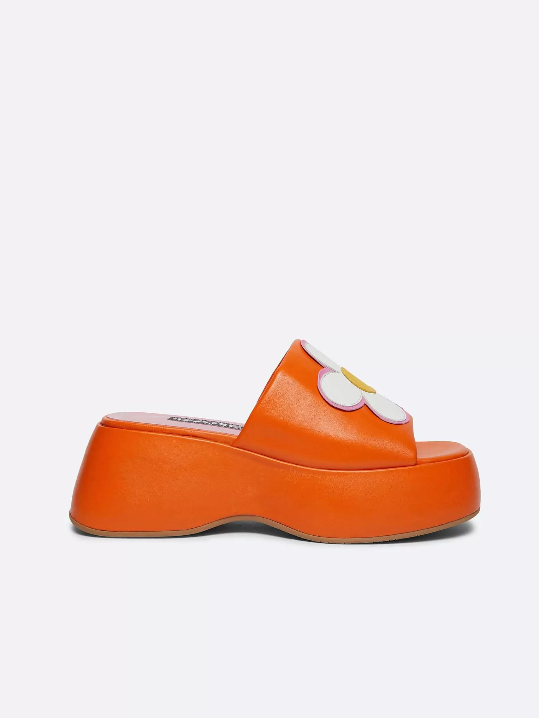 Women Carel Sandals And Mules-Orange Leather Platform Mules