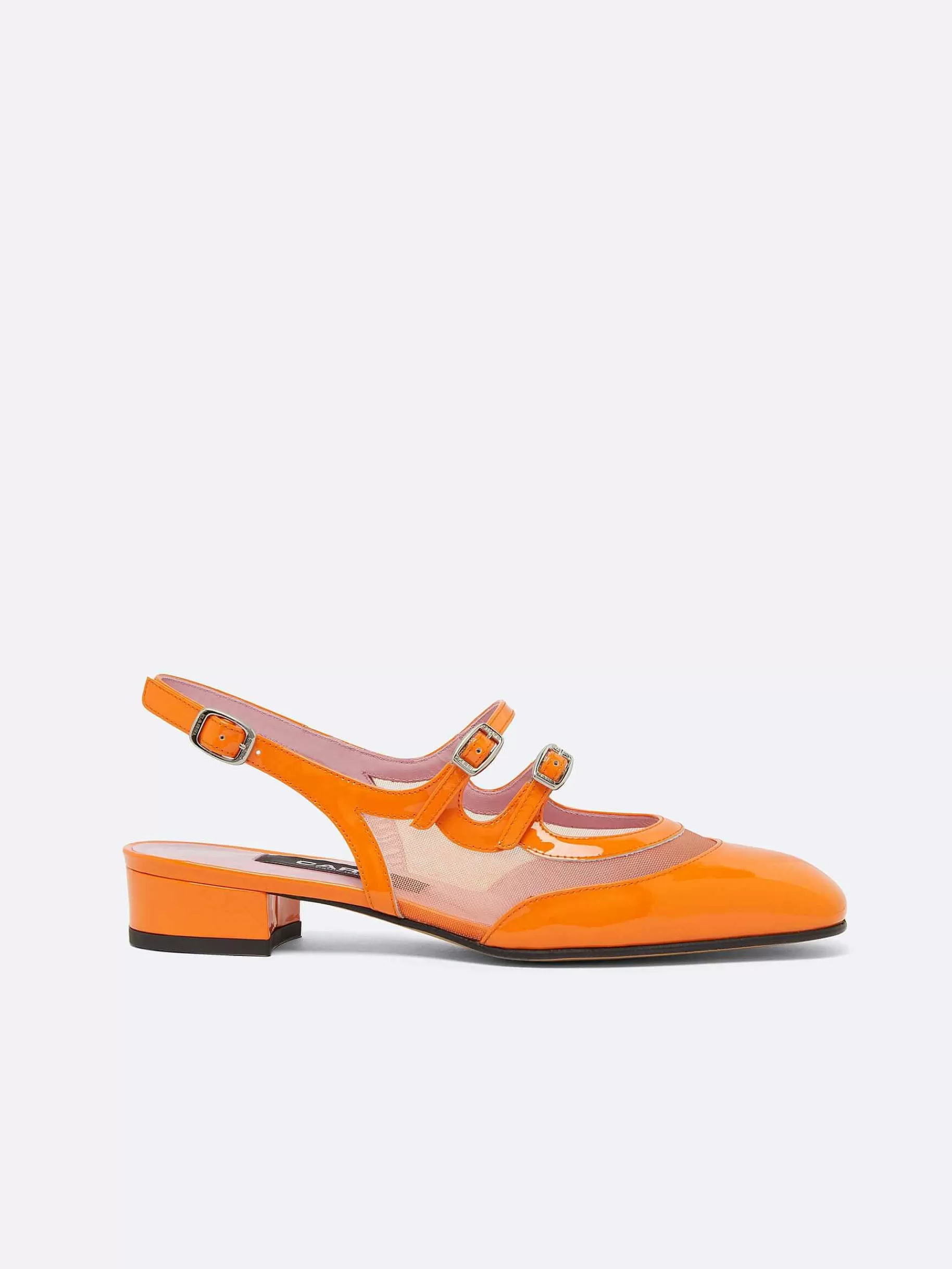 Women Carel Mary Janes-Orange Mesh And Patent Leather Slingback Mary Janes