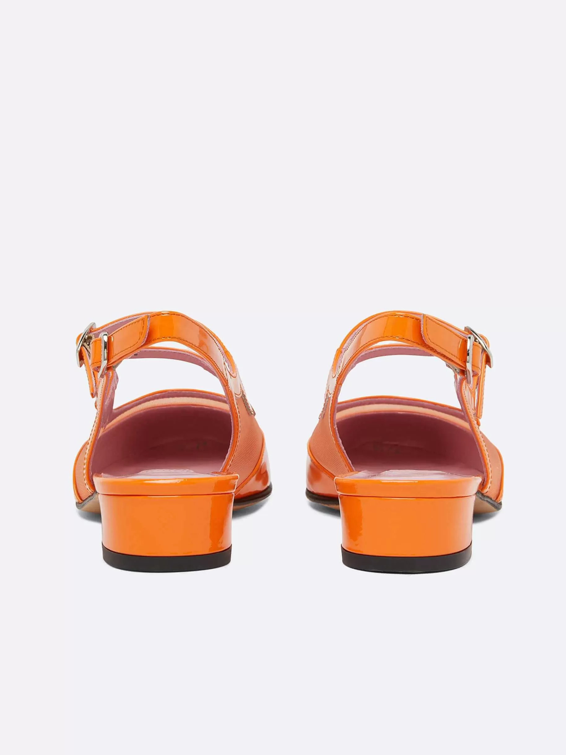 Women Carel Mary Janes-Orange Mesh And Patent Leather Slingback Mary Janes