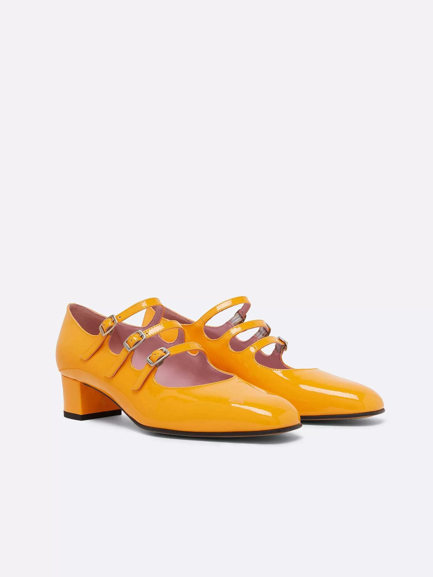 Women Carel Mary Janes-Orange Patent Leather Mary Janes Pumps