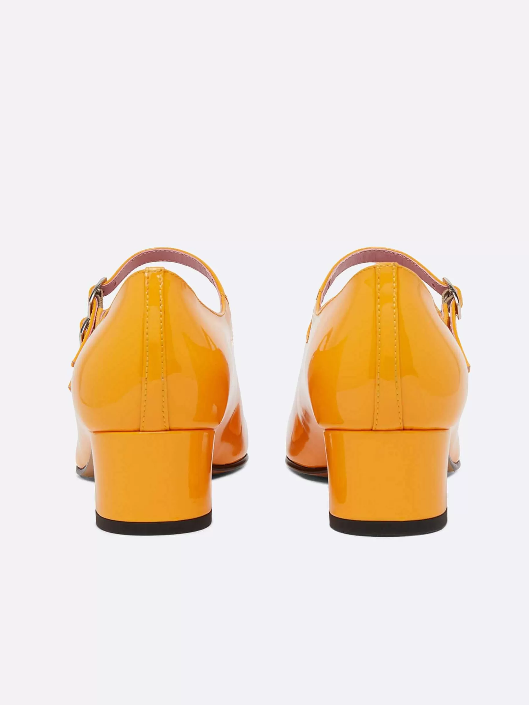 Women Carel Mary Janes-Orange Patent Leather Mary Janes Pumps