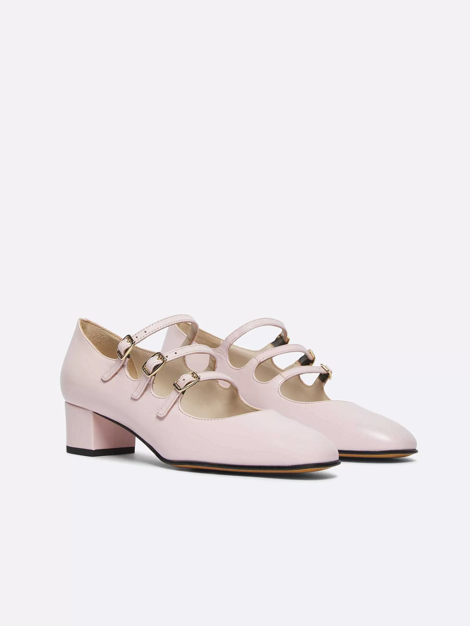 Women Carel Mary Janes-Pastel Pink Upcycled Leather Mary Janes Pumps
