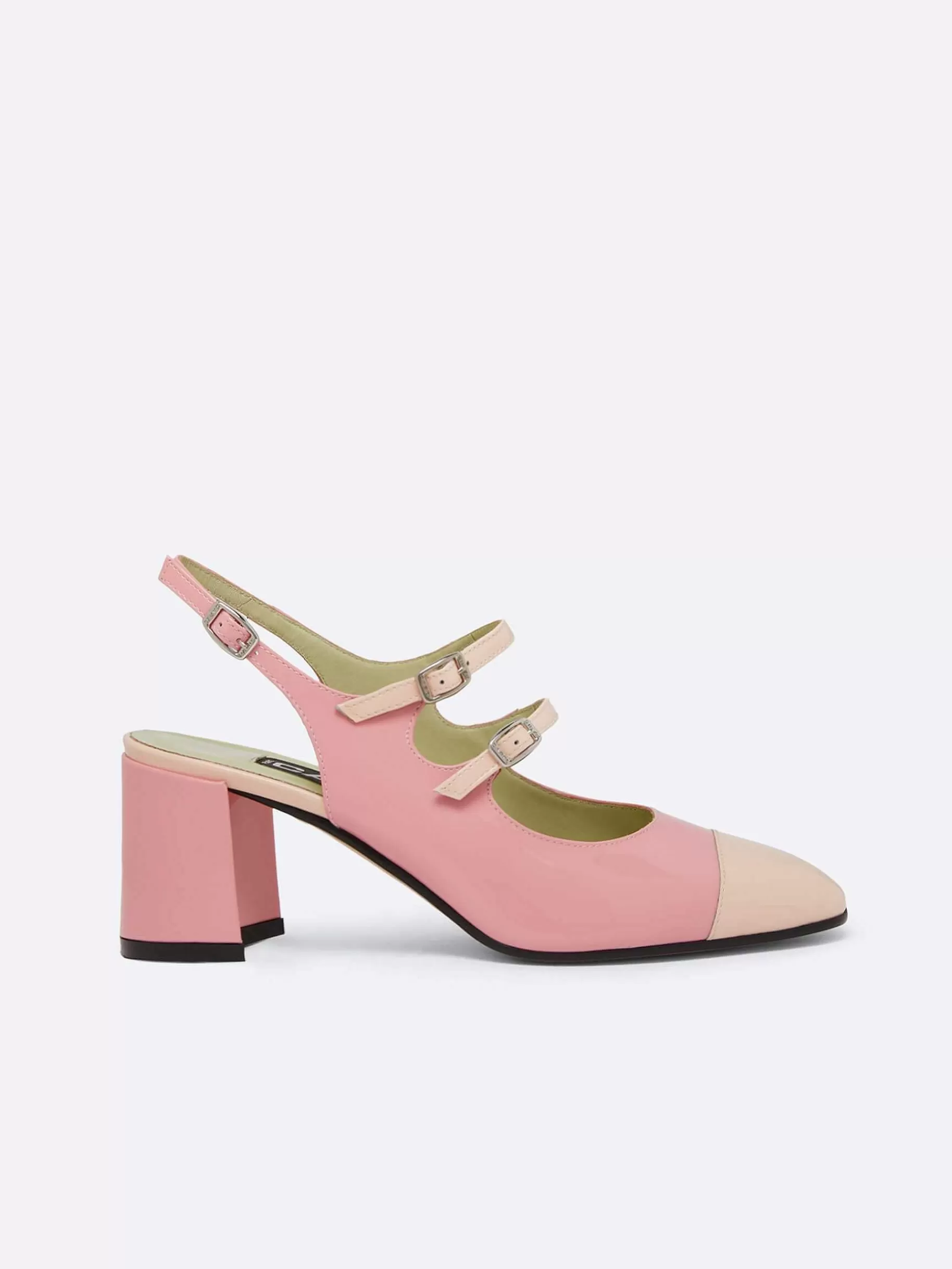 Women Carel Slingbacks-Pink And Nude Patent Leather Slingback Mary Janes